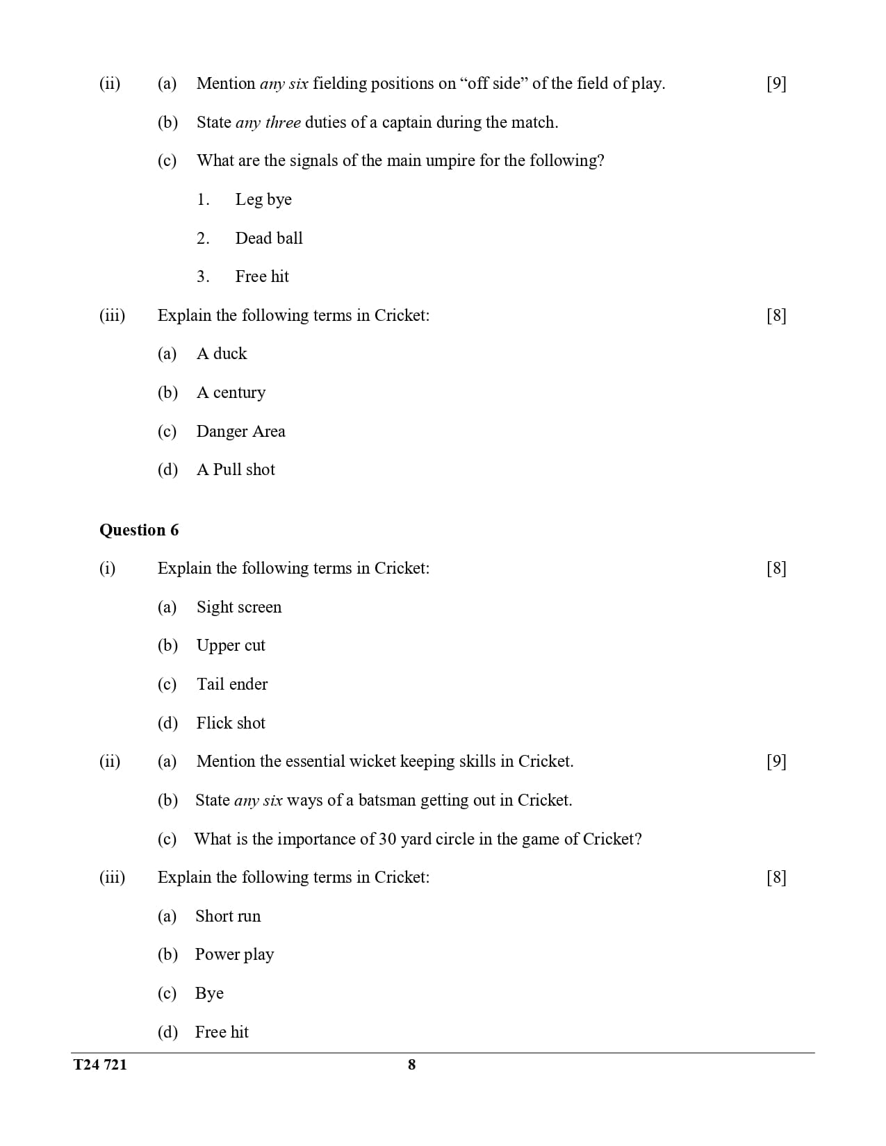 ICSE Class 10 Physical Education Question Paper 2024 Solved PDF — page 8