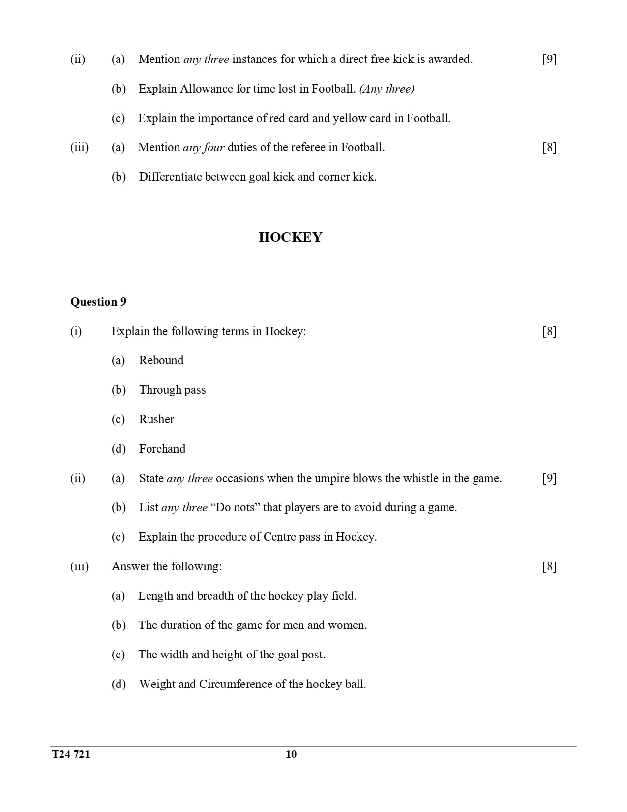 ICSE Class 10 Physical Education Question Paper 2024 Solved PDF — page 10