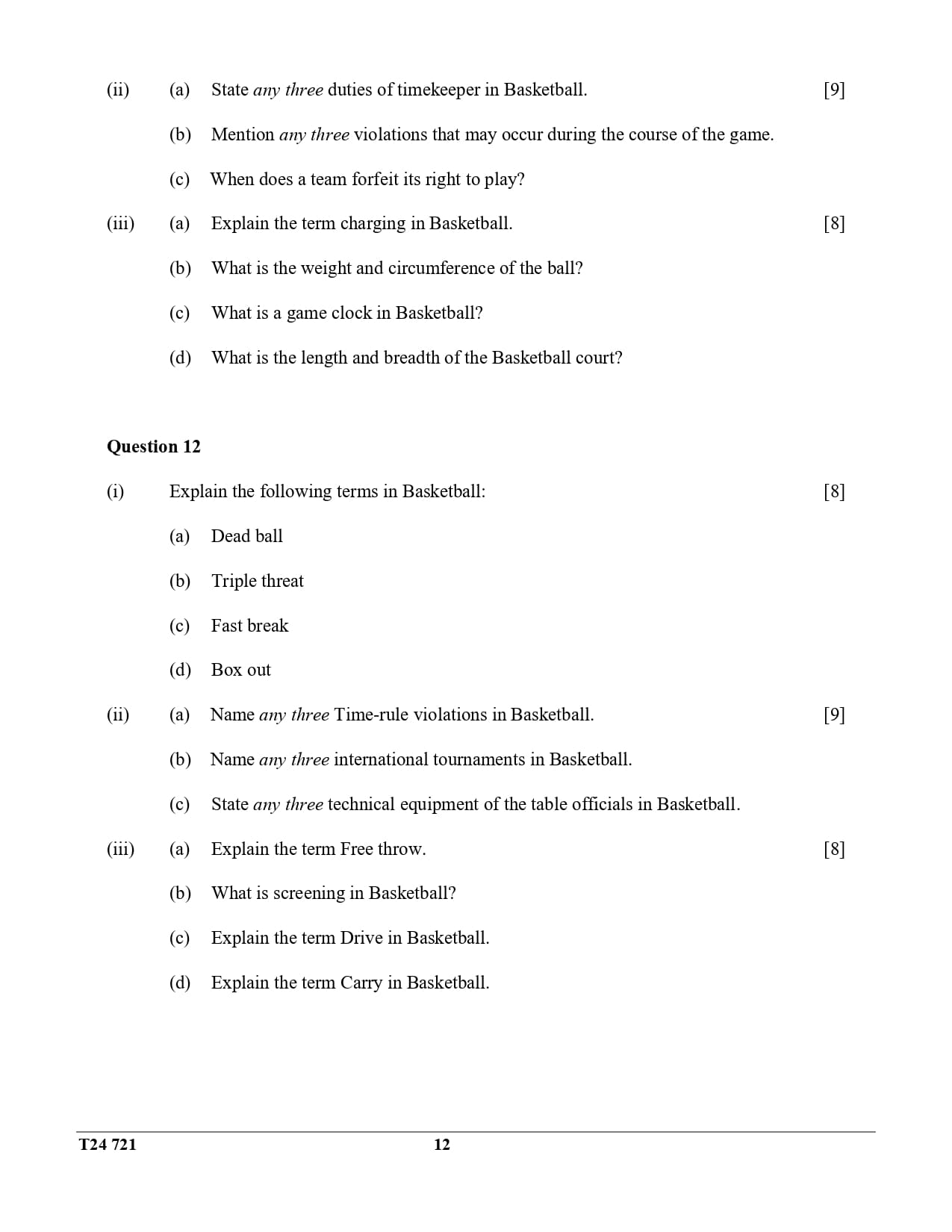 ICSE Class 10 Physical Education Question Paper 2024 Solved PDF — page 12