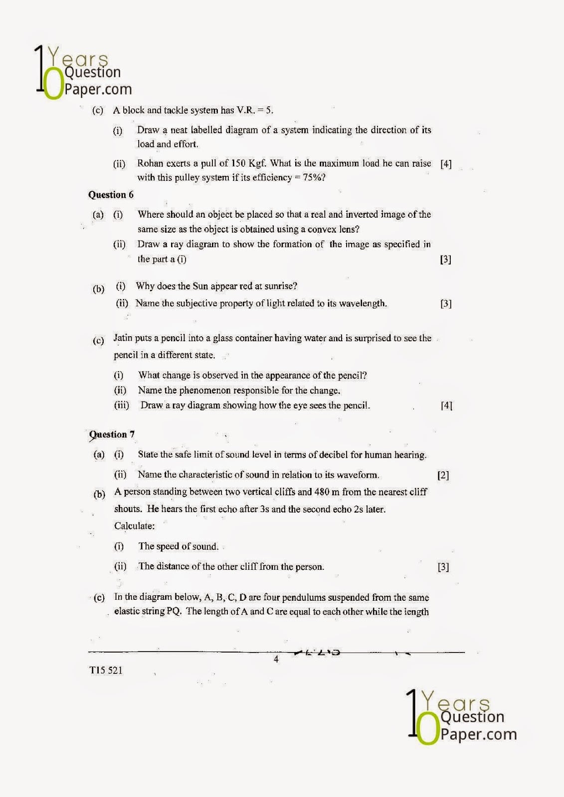ICSE Class X 2015 Physics Question Paper ICSE Class 10 Physics 2015 Question Paper