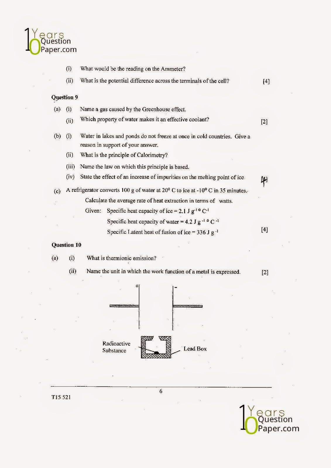 ICSE Class X 2015 Physics Question Paper ICSE Class 10 Physics 2015 Question Paper