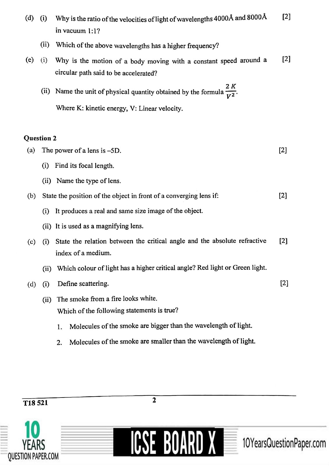 physics assignment class 10 3rd week