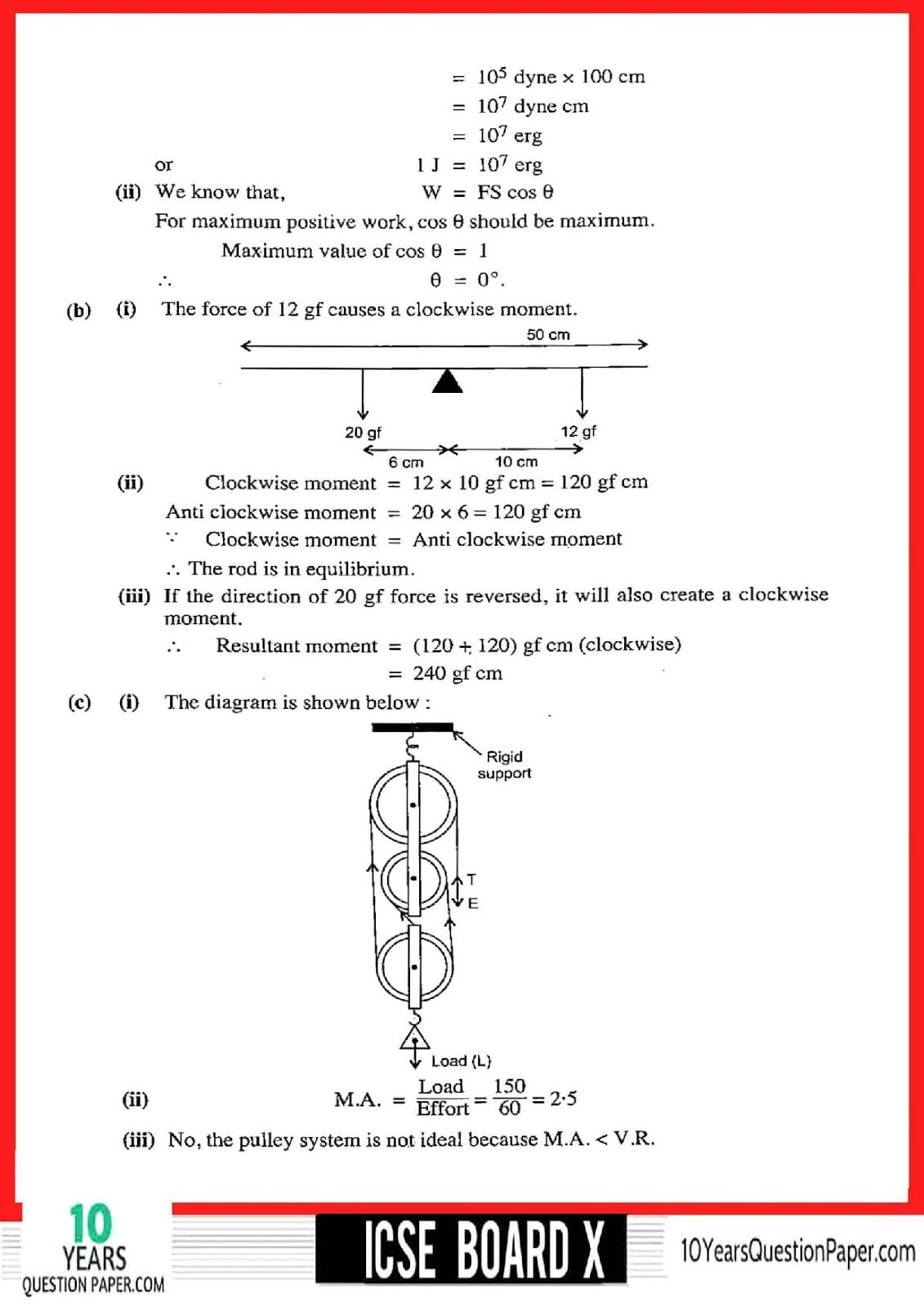 ICSE Class 10 Physics 2018 Solved Question Paper