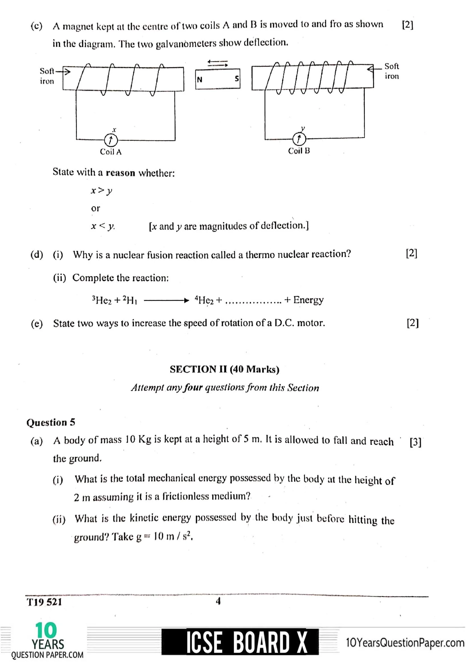 ICSE Class X 2019 Physics Question Paper ICSE Class 10 Physics 2019 Question Paper