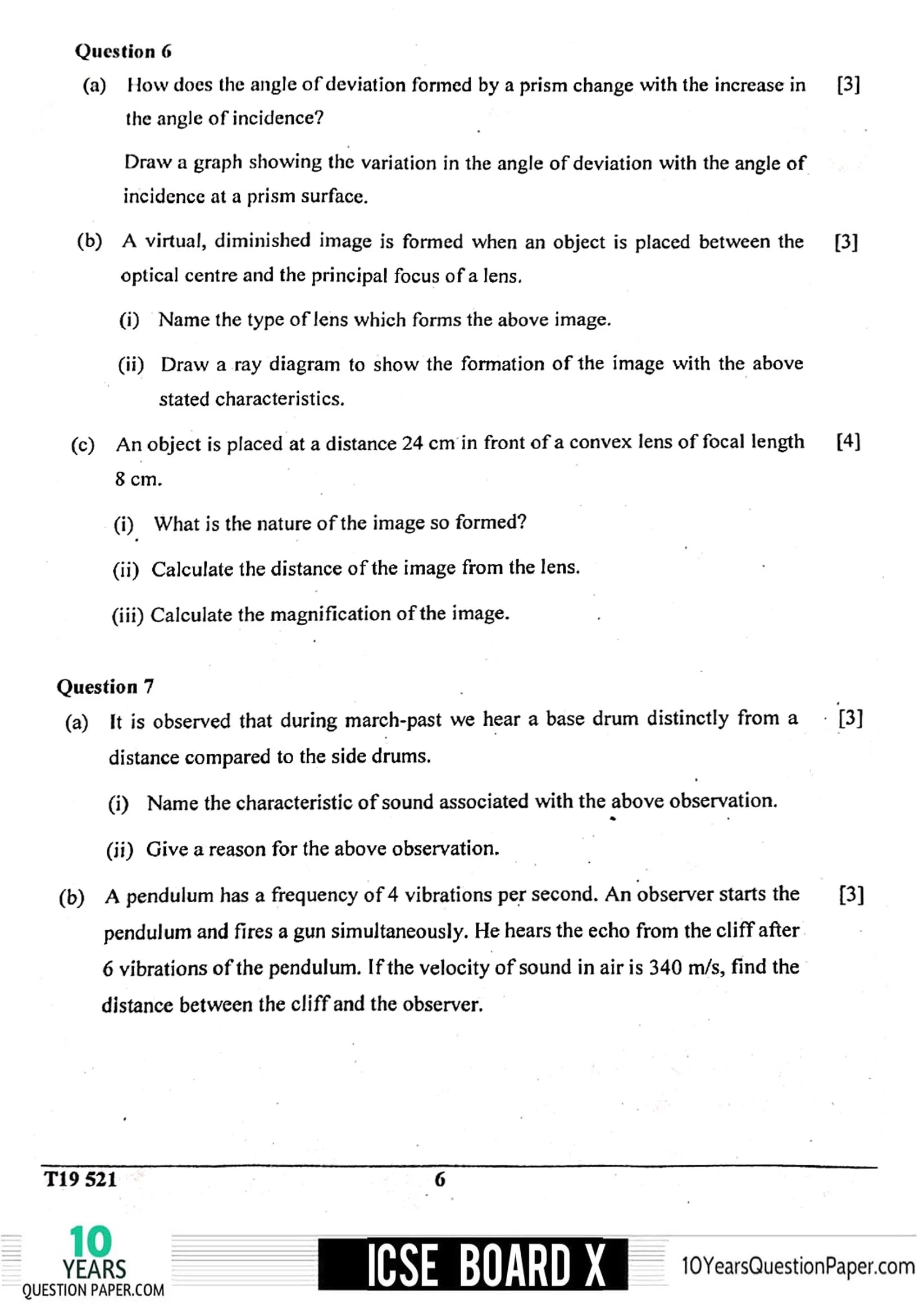 ICSE Class X 2019 Physics Question Paper ICSE Class 10 Physics 2019 Question Paper
