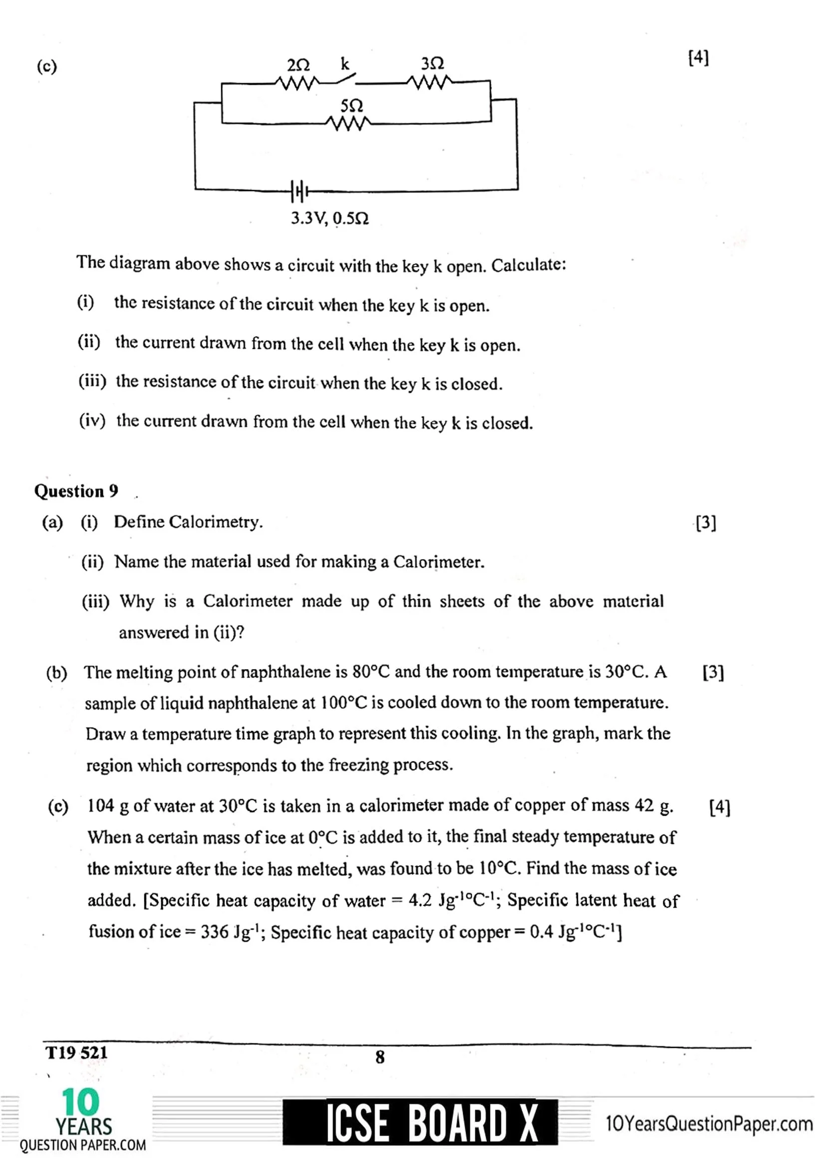 ICSE Class X 2019 Physics Question Paper ICSE Class 10 Physics 2019 Question Paper