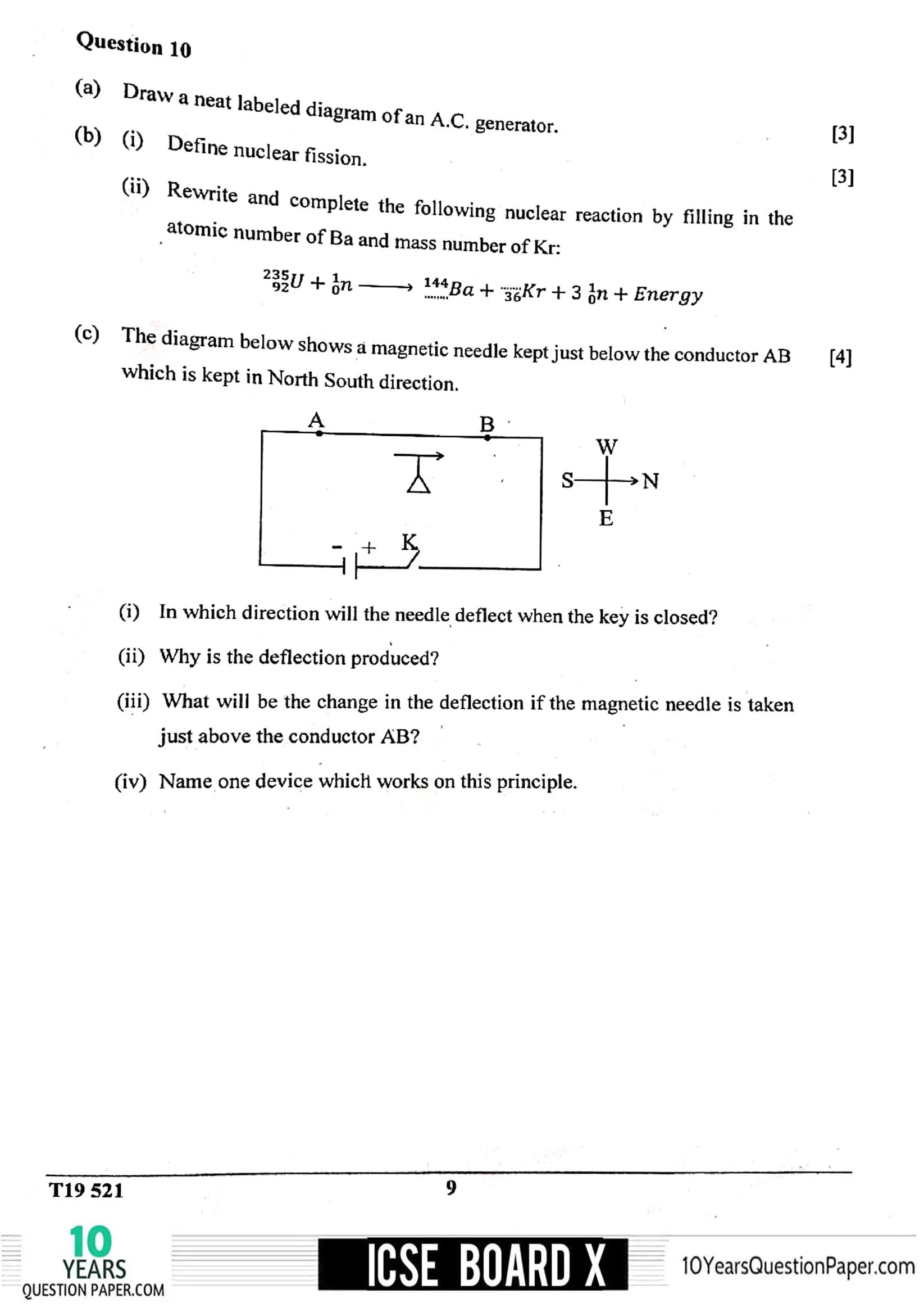ICSE Class X 2019 Physics Question Paper ICSE Class 10 Physics 2019 Question Paper