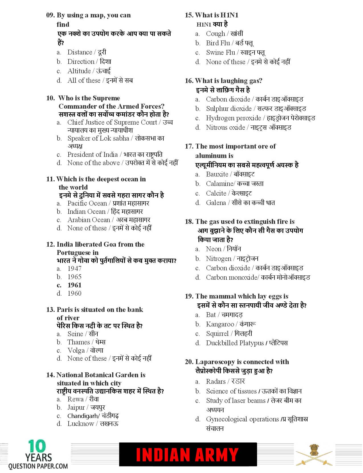 Indian Army GD 2020 Question Paper with Answer Key — page 2