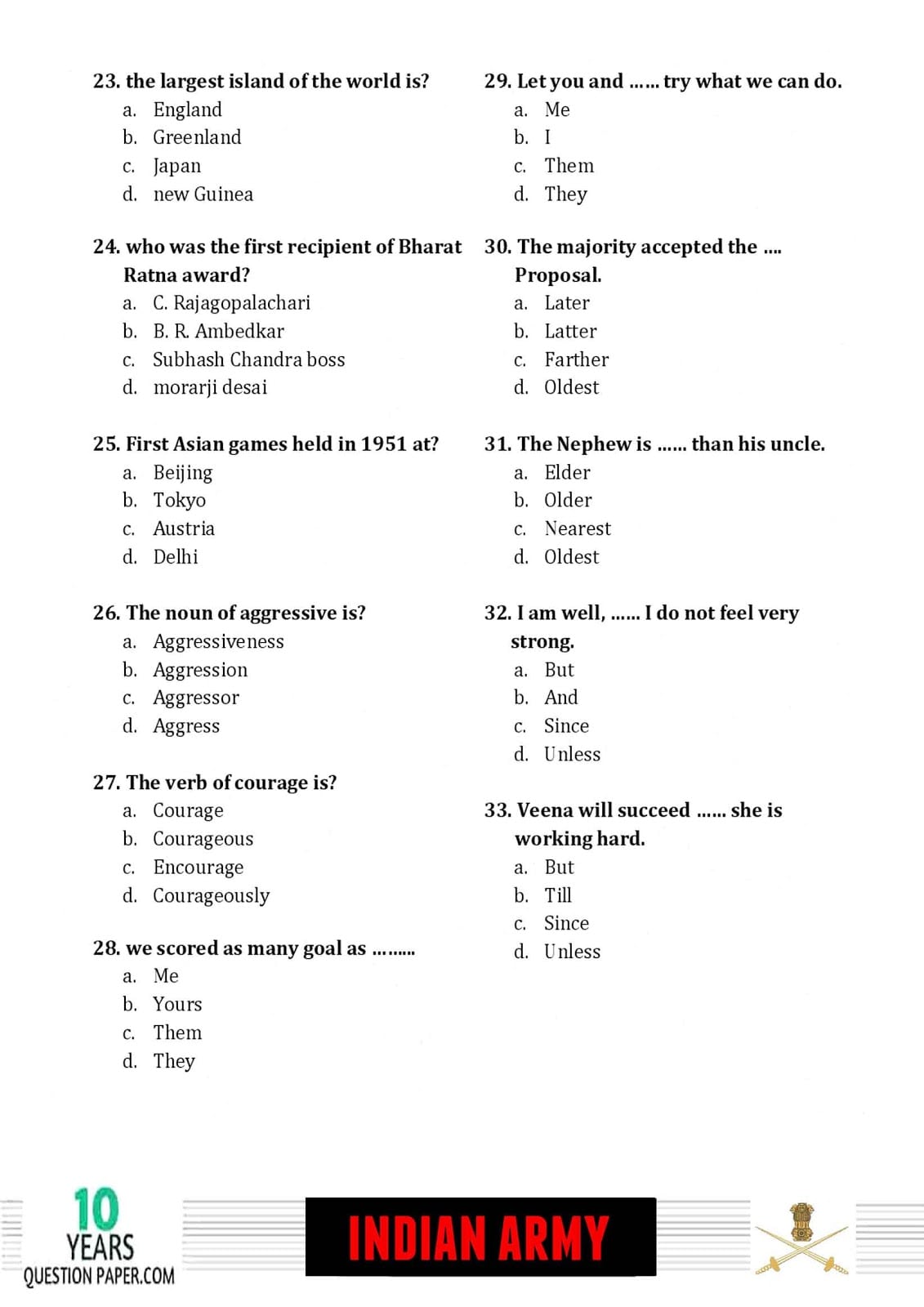 Indian Army Havildar 2018 Question Paper with Answer Key — page 3