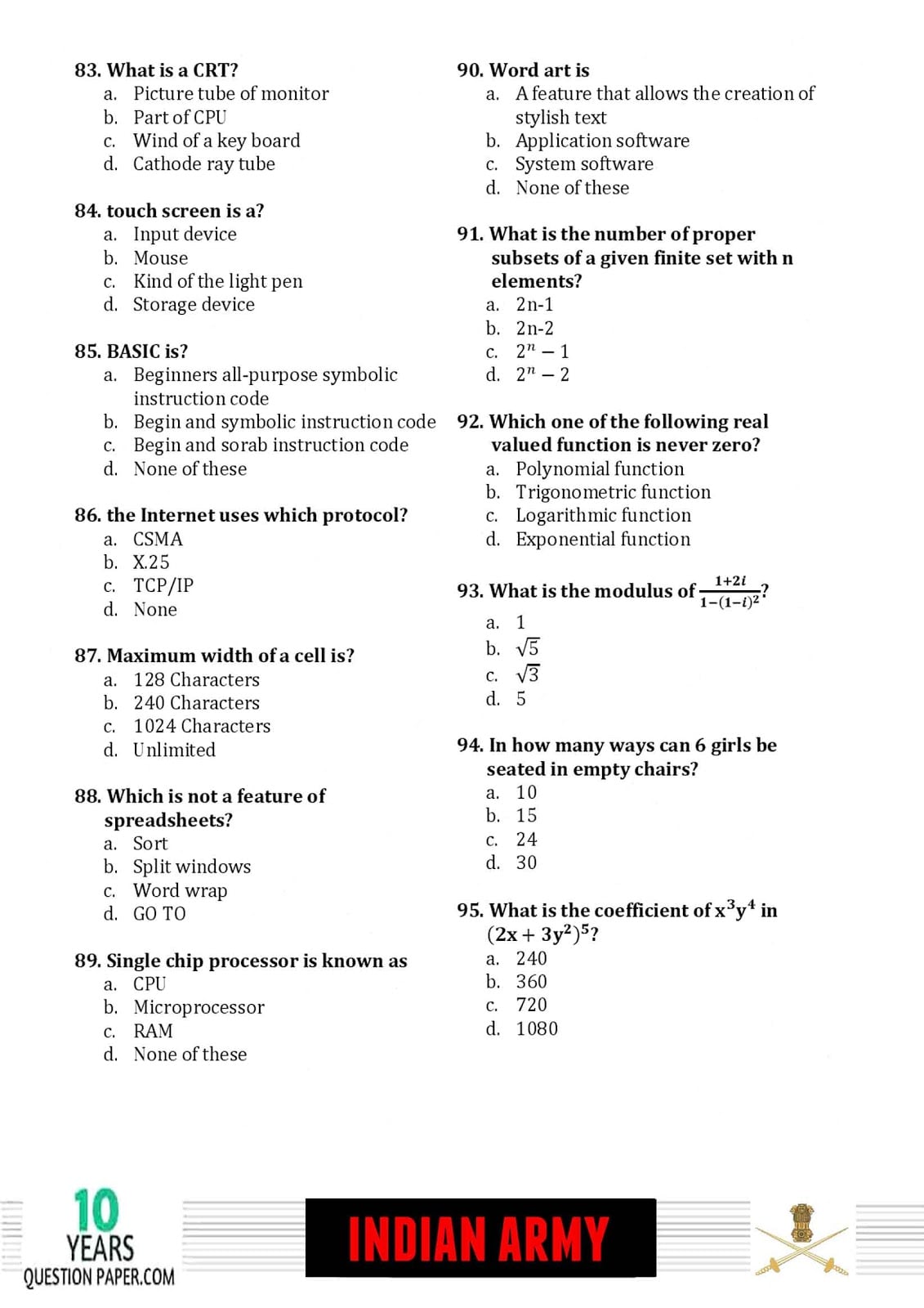 Indian Army Havildar 2018 Question Paper with Answer Key — page 8