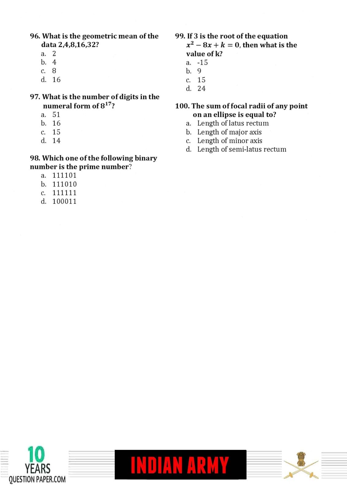 Indian Army Havildar 2018 Question Paper with Answer Key — page 9