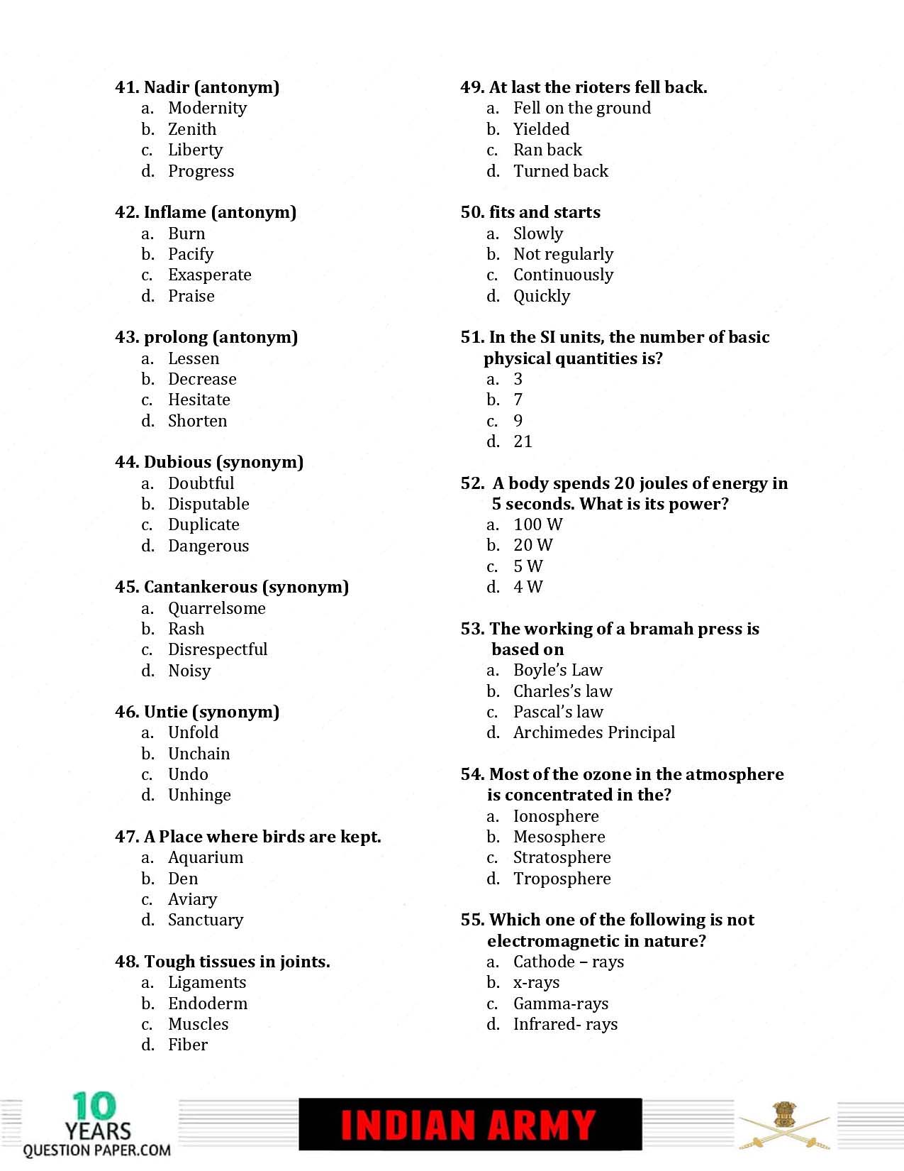 Indian Army Havildar 2019 Question Paper with Answer Key — page 4