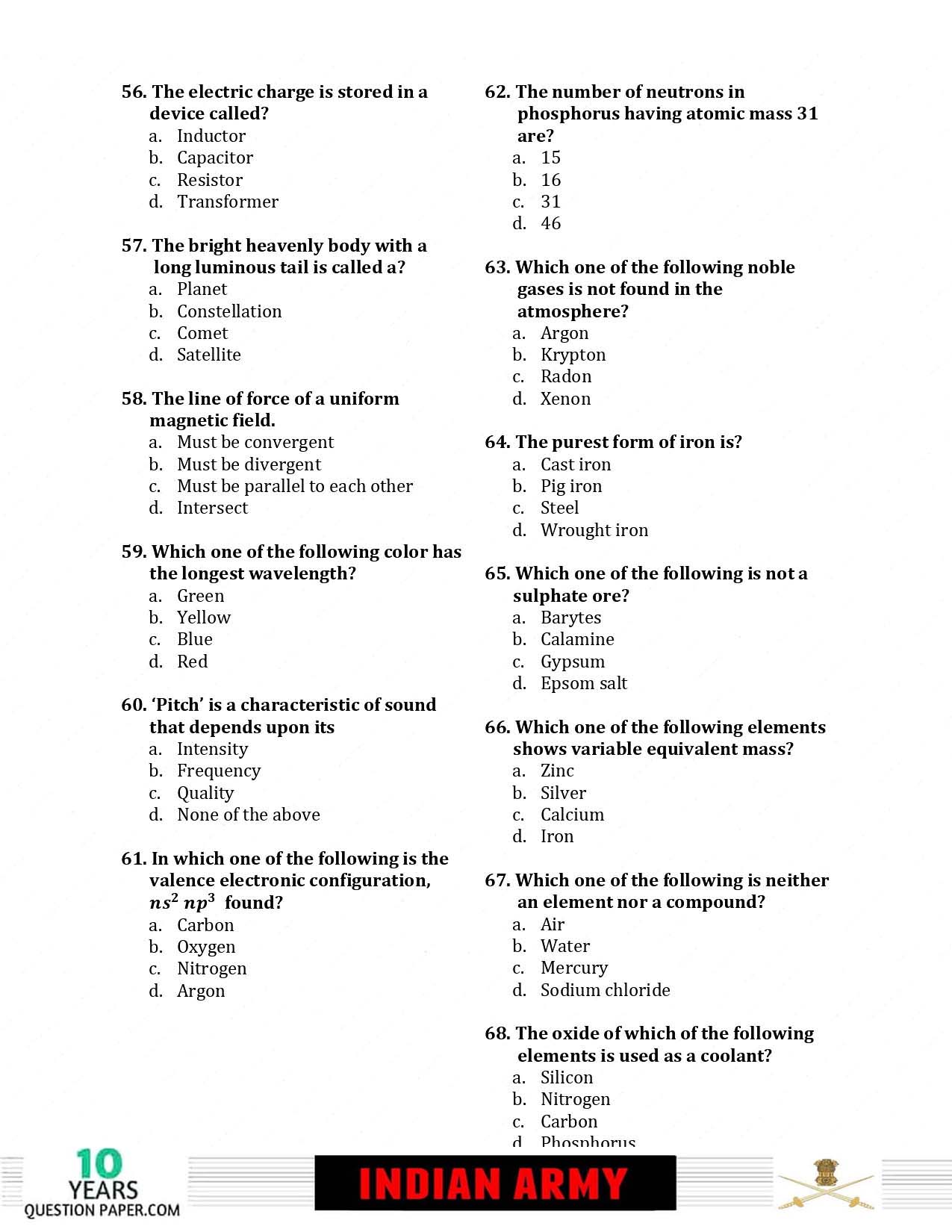 Indian Army Havildar 2019 Question Paper with Answer Key — page 5