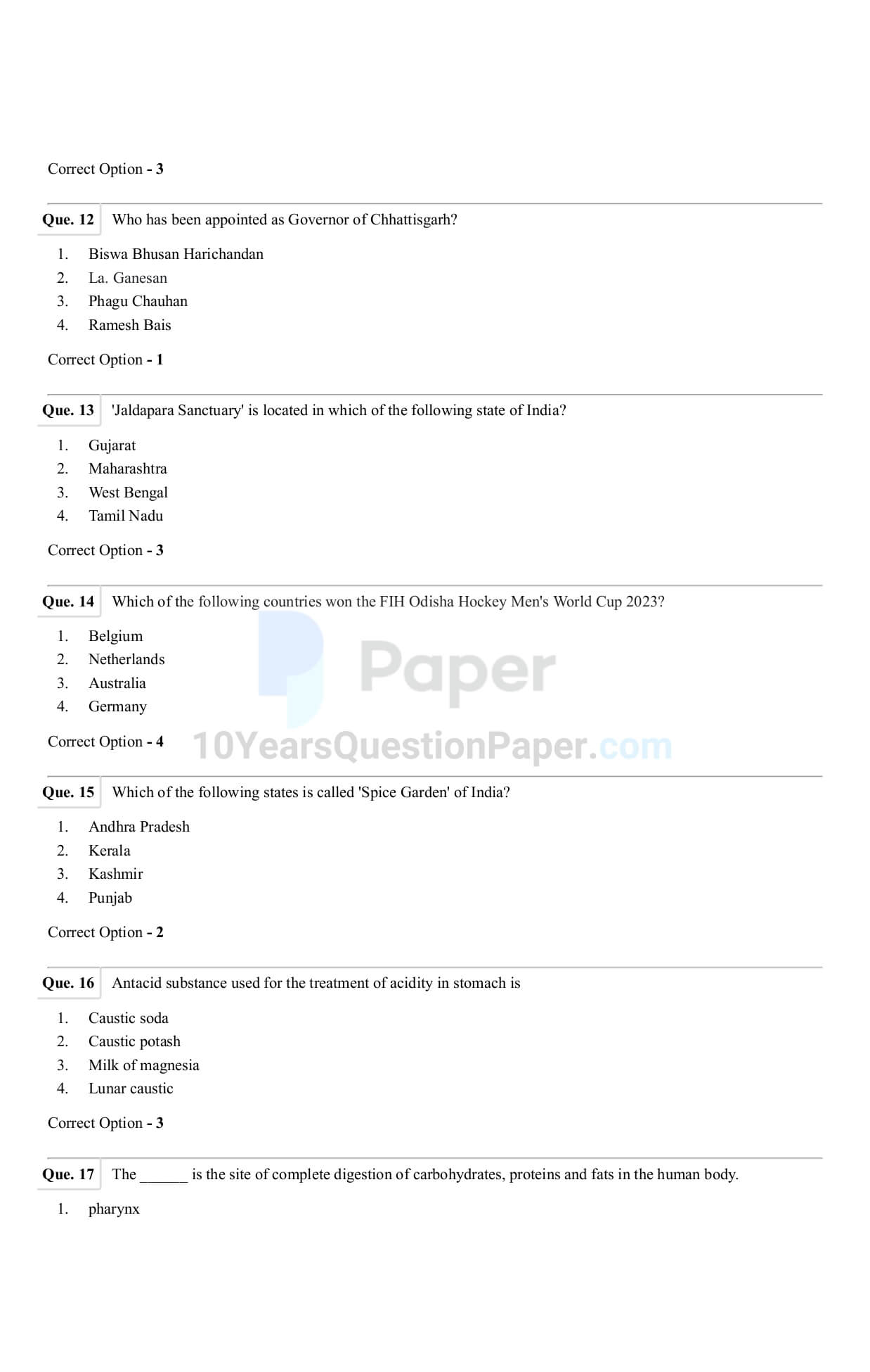 Indian Army GD 2023 Question Paper with Answer Key — page 3