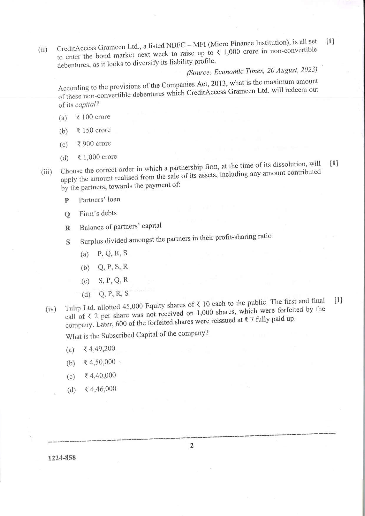 ISC 2024 Accounts Question Paper for Class 12 — page 2