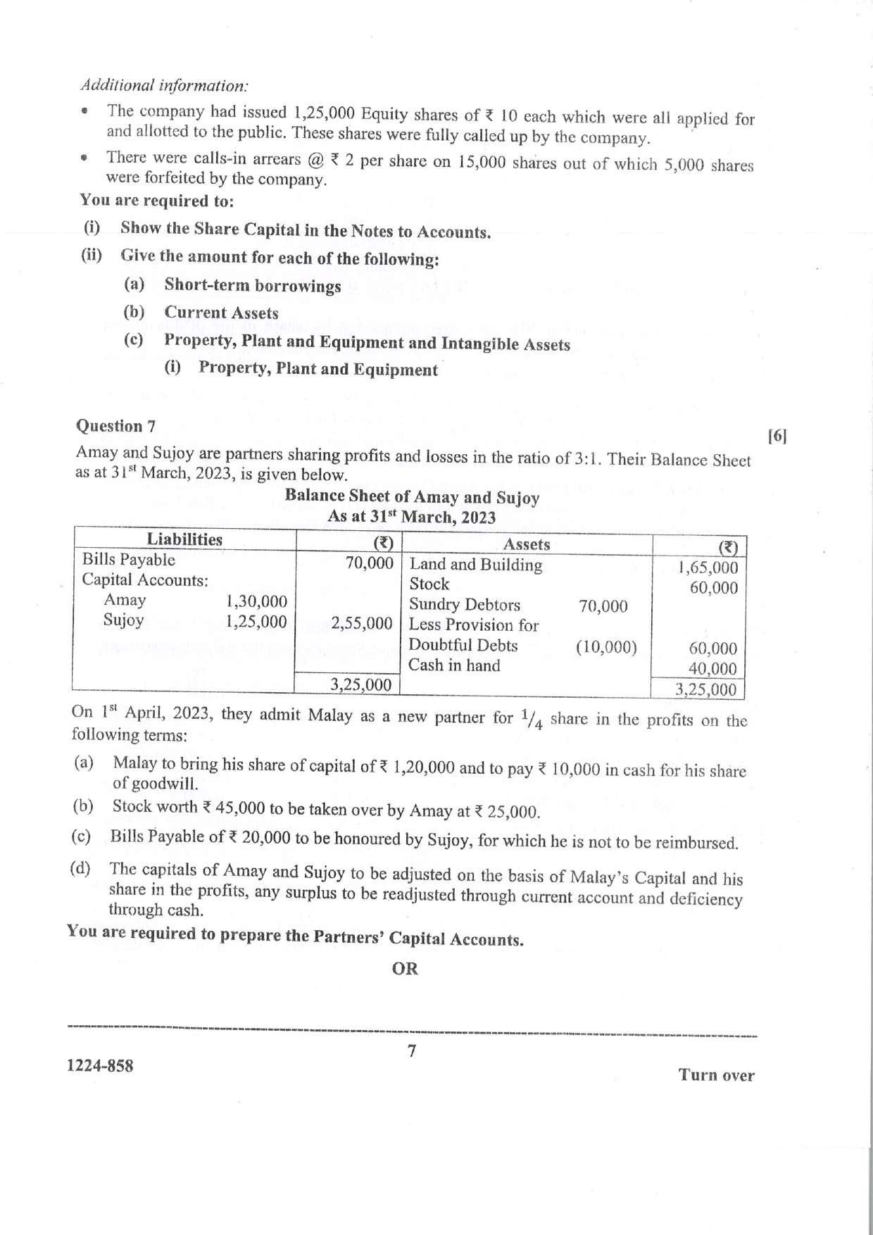 ISC 2024 Accounts Question Paper for Class 12 — page 7