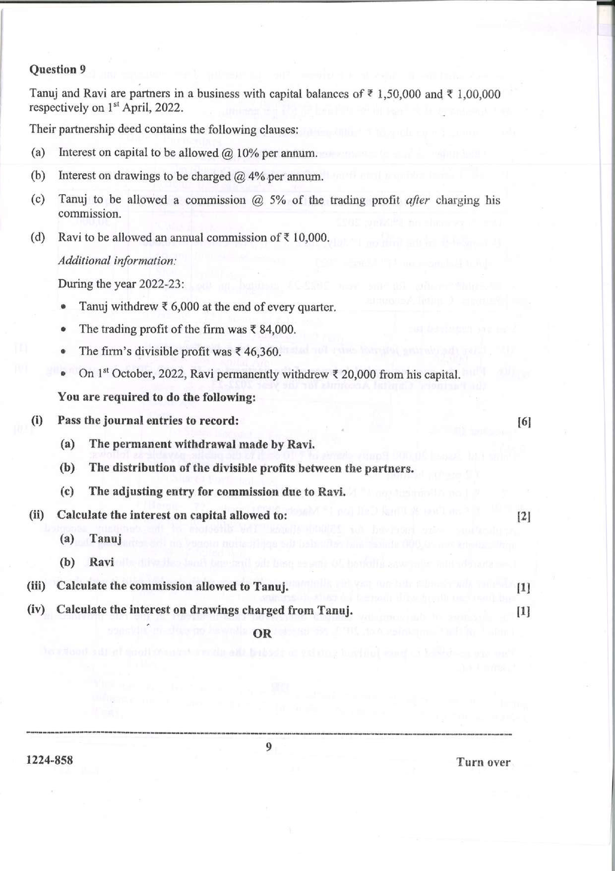 ISC 2024 Accounts Question Paper for Class 12 — page 9
