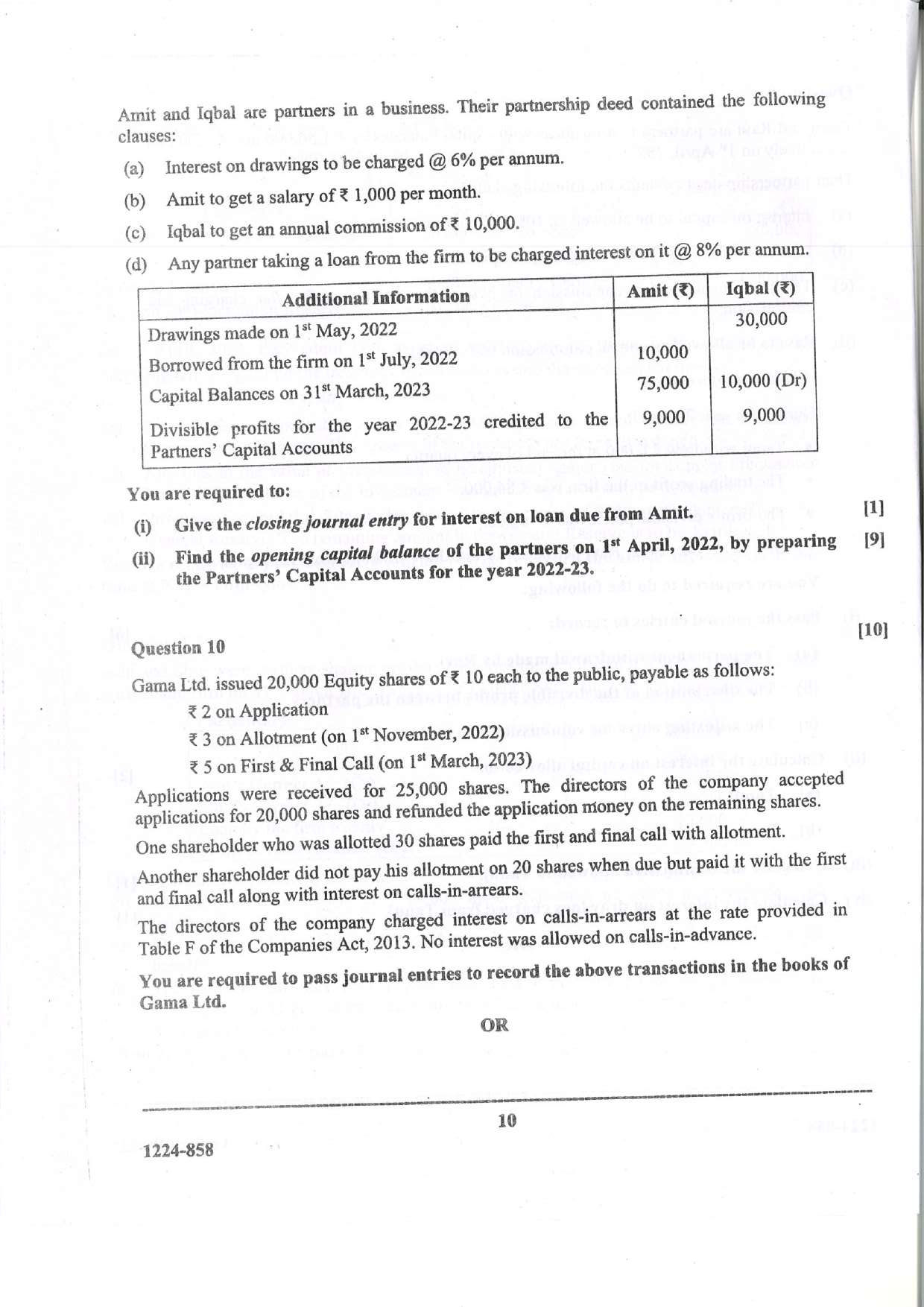 ISC 2024 Accounts Question Paper for Class 12 — page 10