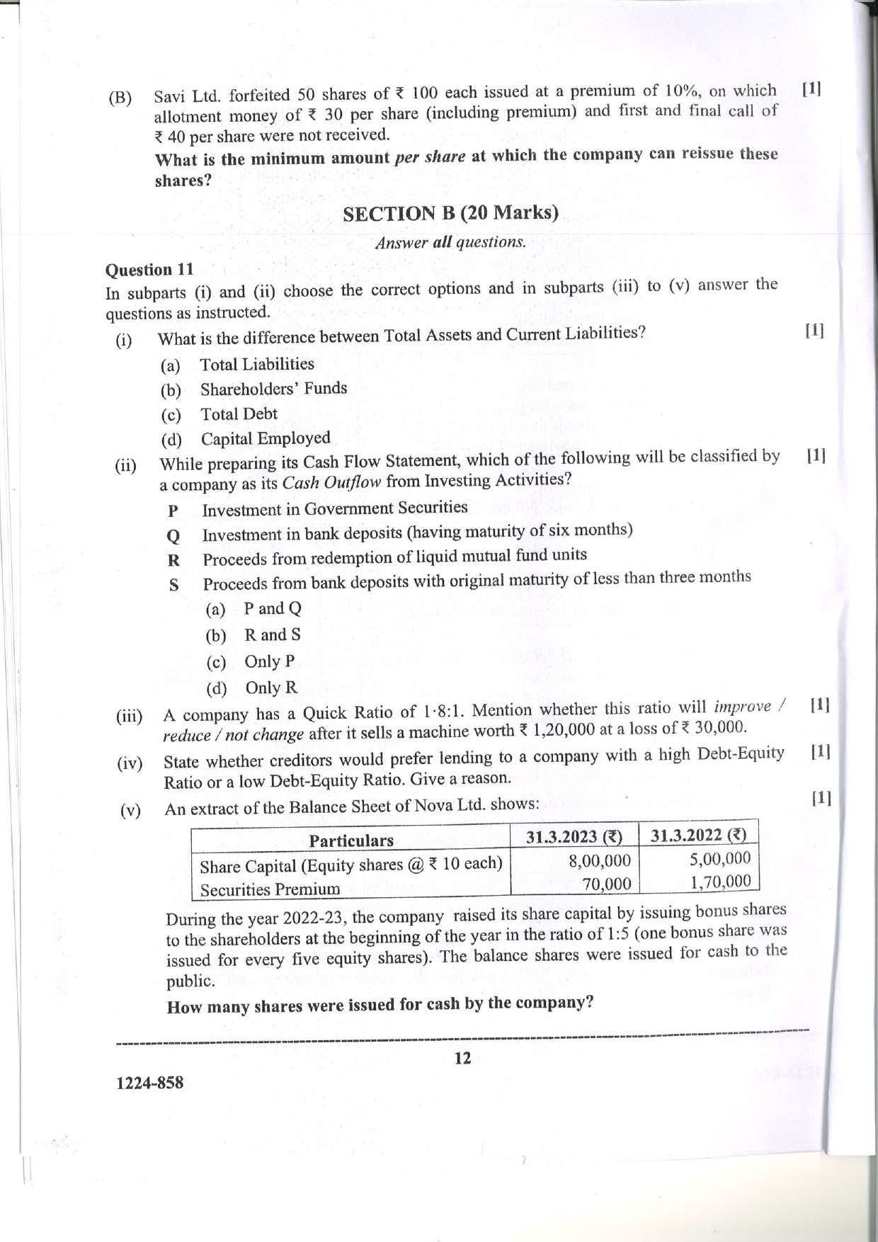 ISC 2024 Accounts Question Paper for Class 12 — page 12