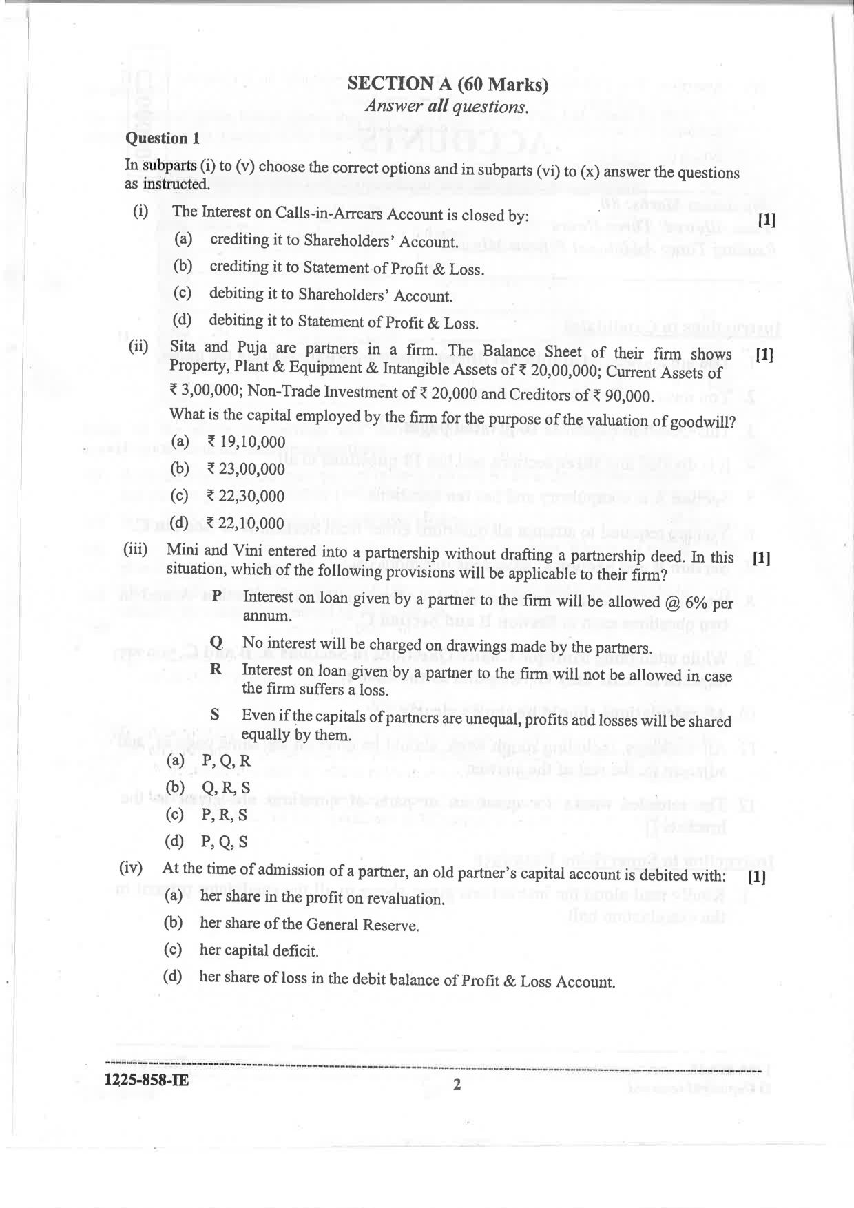 ISC 2025 Accounts Improvement Examination Question Paper for Class 12 — page 2