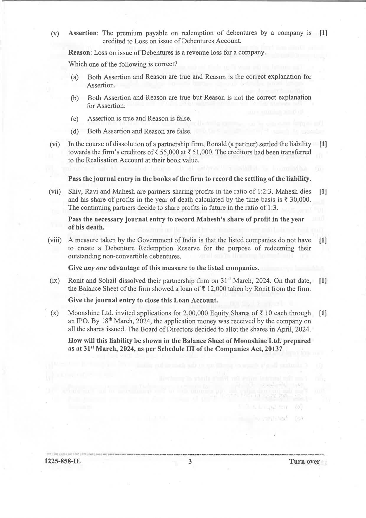 ISC 2025 Accounts Improvement Examination Question Paper for Class 12 — page 3