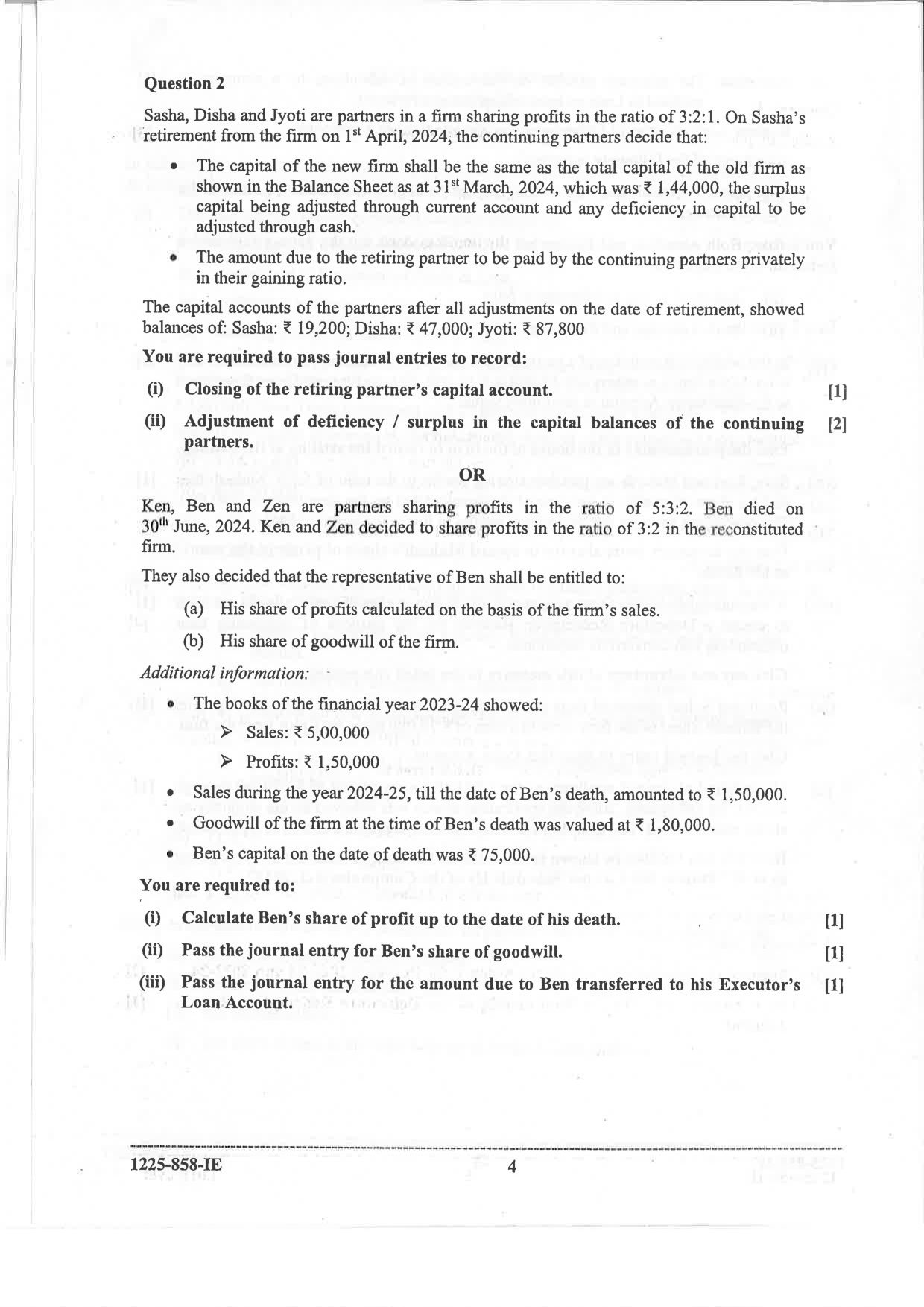 ISC 2025 Accounts Improvement Examination Question Paper for Class 12 — page 4