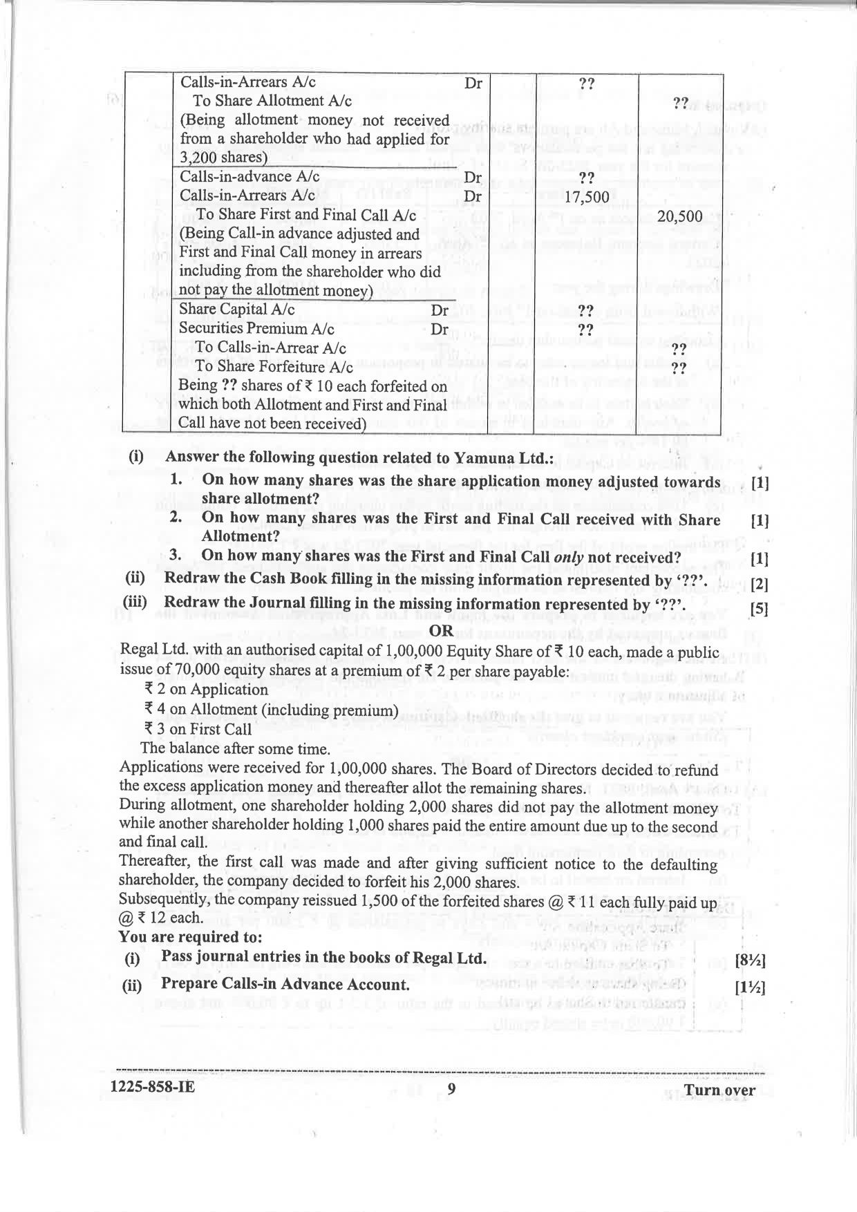 ISC 2025 Accounts Improvement Examination Question Paper for Class 12 — page 9