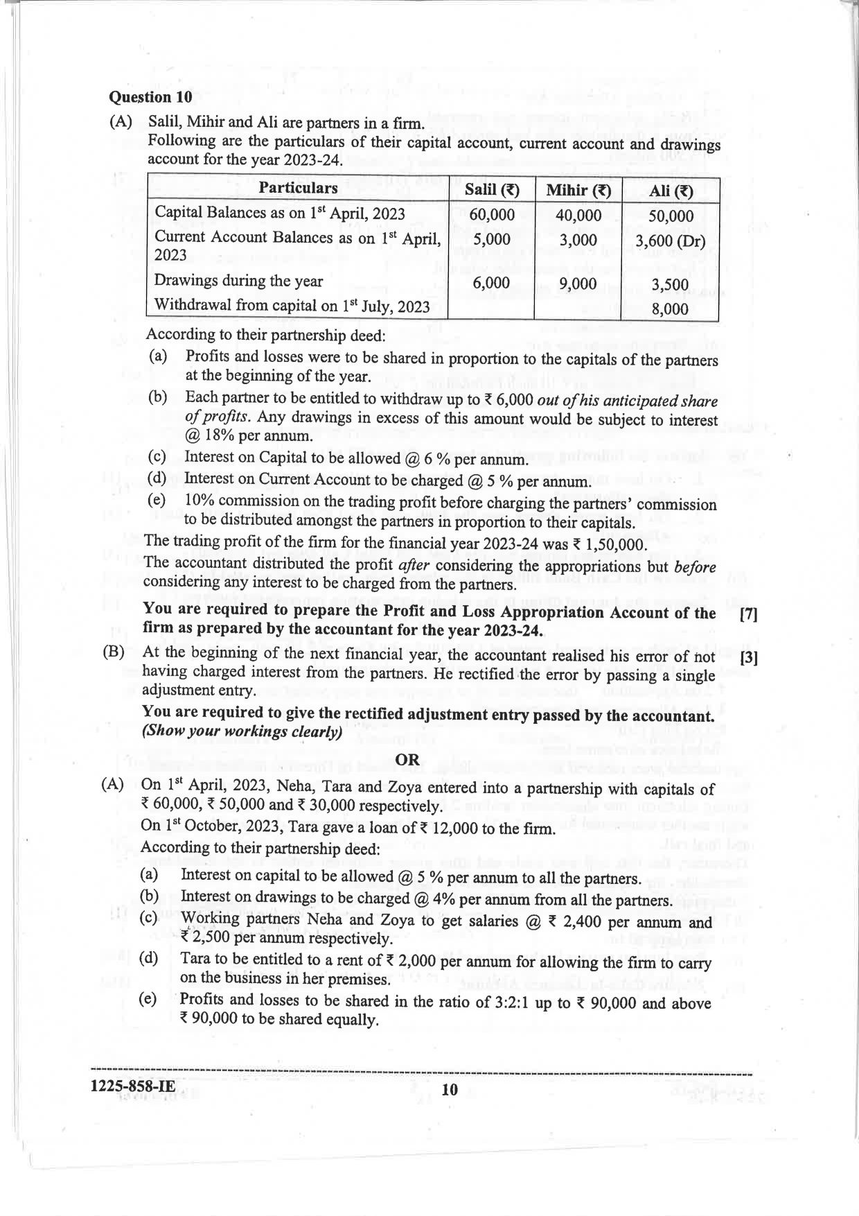 ISC 2025 Accounts Improvement Examination Question Paper for Class 12 — page 10