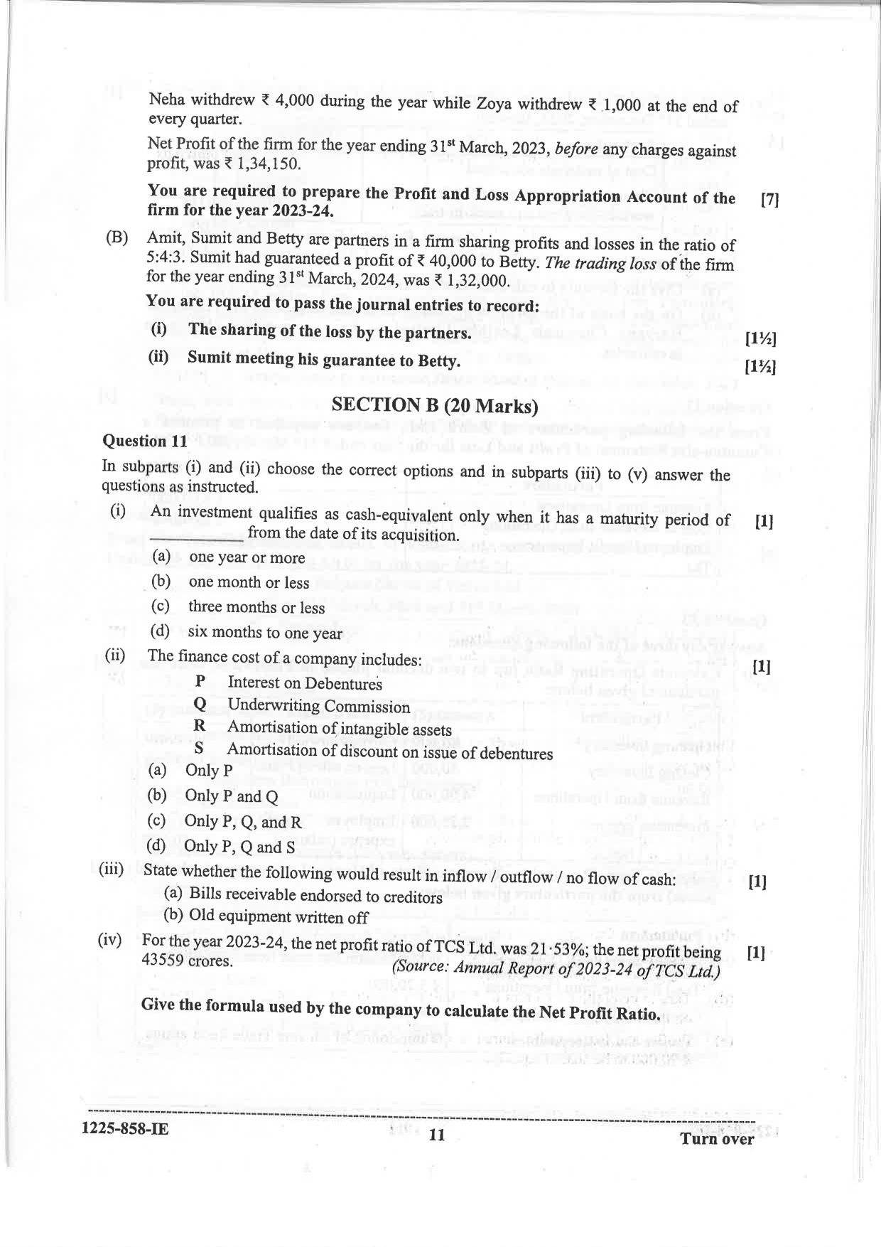 ISC 2025 Accounts Improvement Examination Question Paper for Class 12 — page 11
