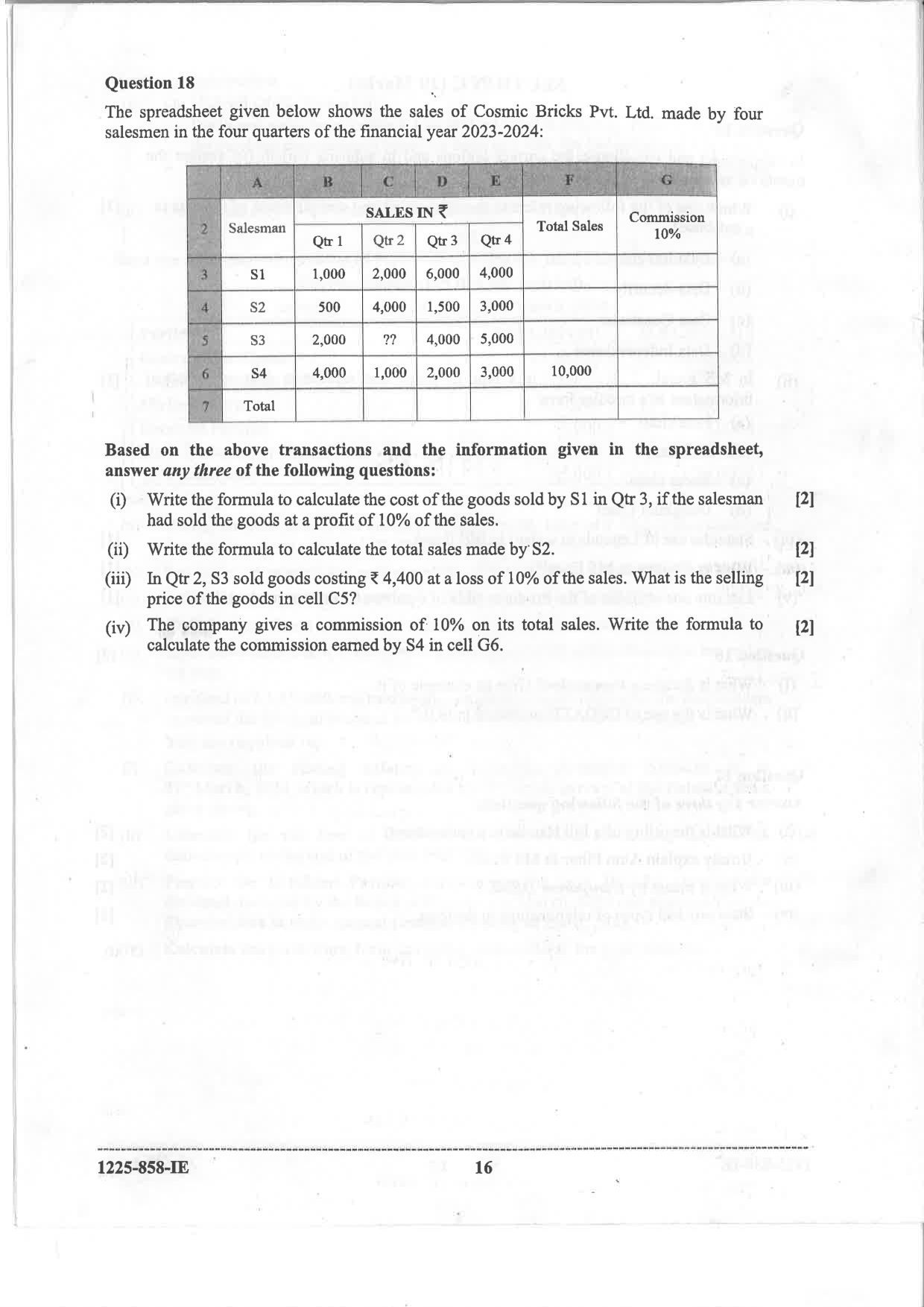 ISC 2025 Accounts Improvement Examination Question Paper for Class 12 — page 16