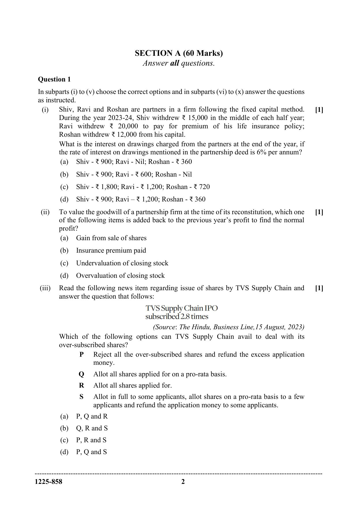 ISC 2025 Accounts Question Paper for Class 12 — page 2