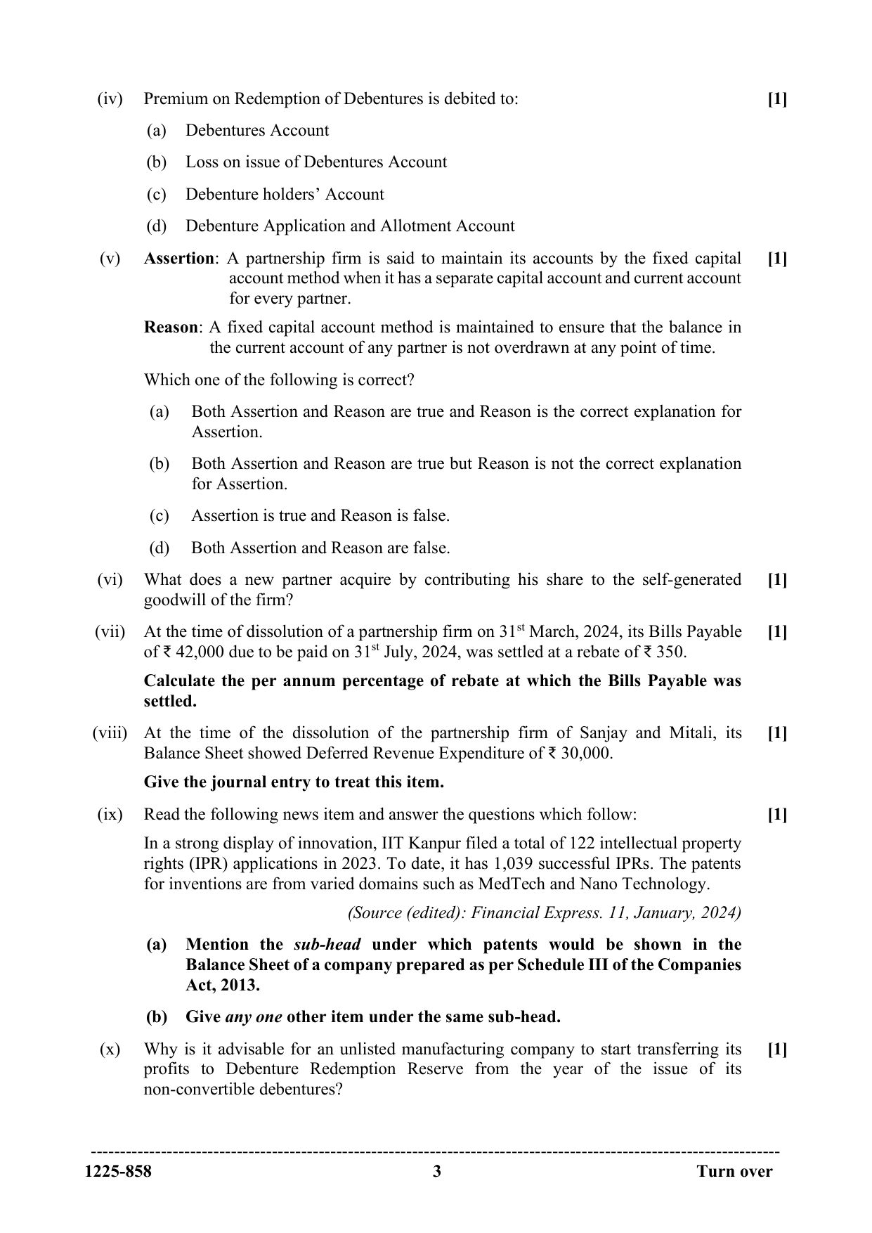 ISC 2025 Accounts Question Paper for Class 12 — page 3