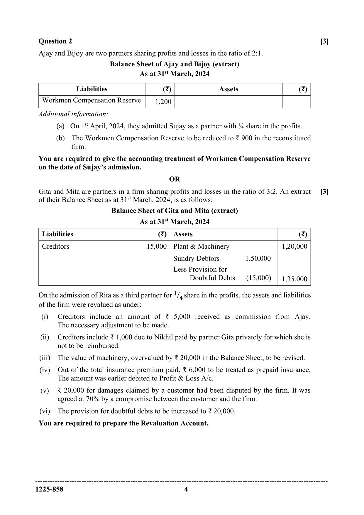 ISC 2025 Accounts Question Paper for Class 12 — page 4