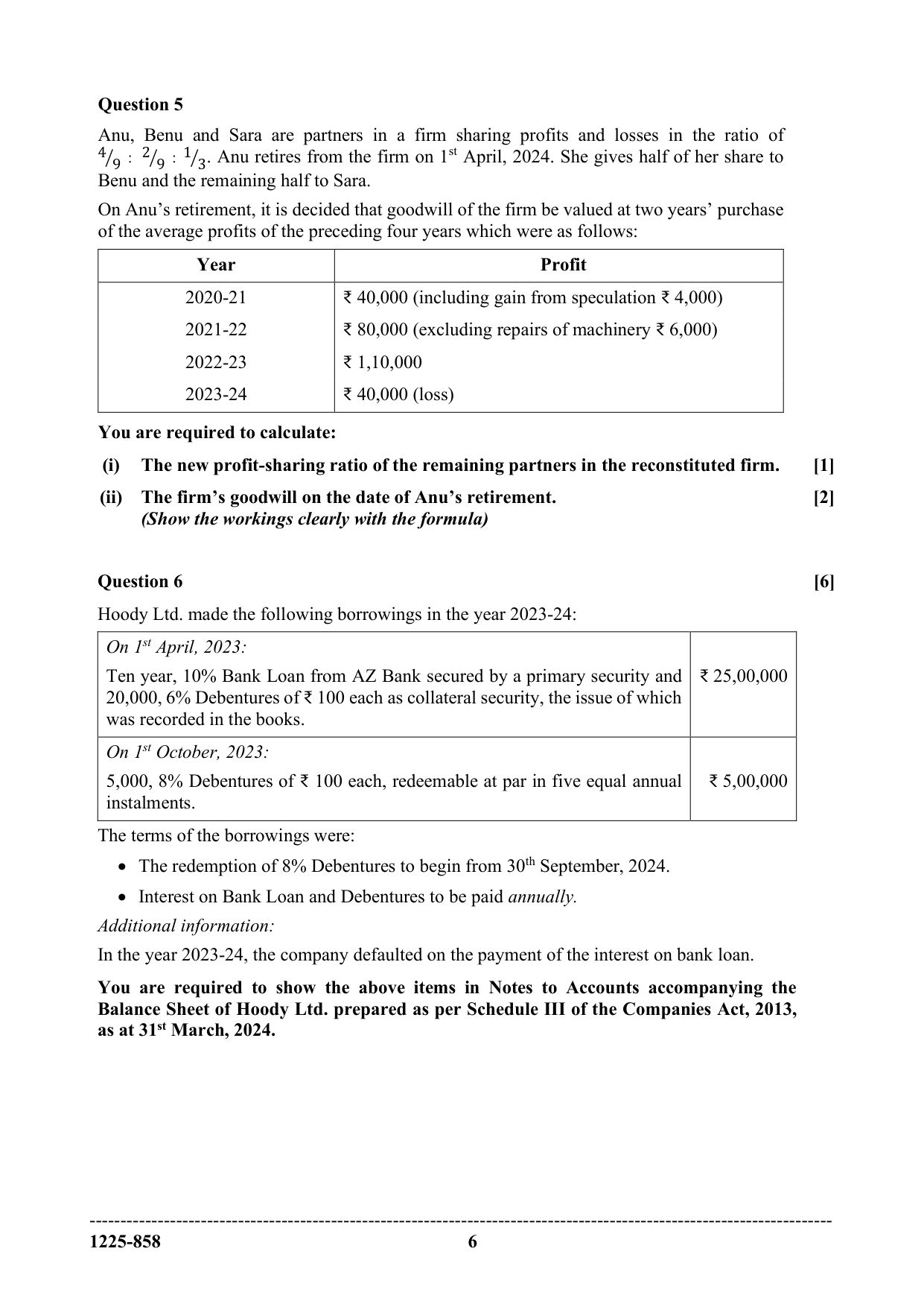 ISC 2025 Accounts Question Paper for Class 12 — page 6