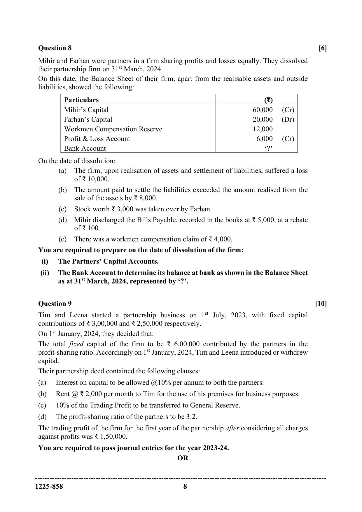 ISC 2025 Accounts Question Paper for Class 12 — page 8