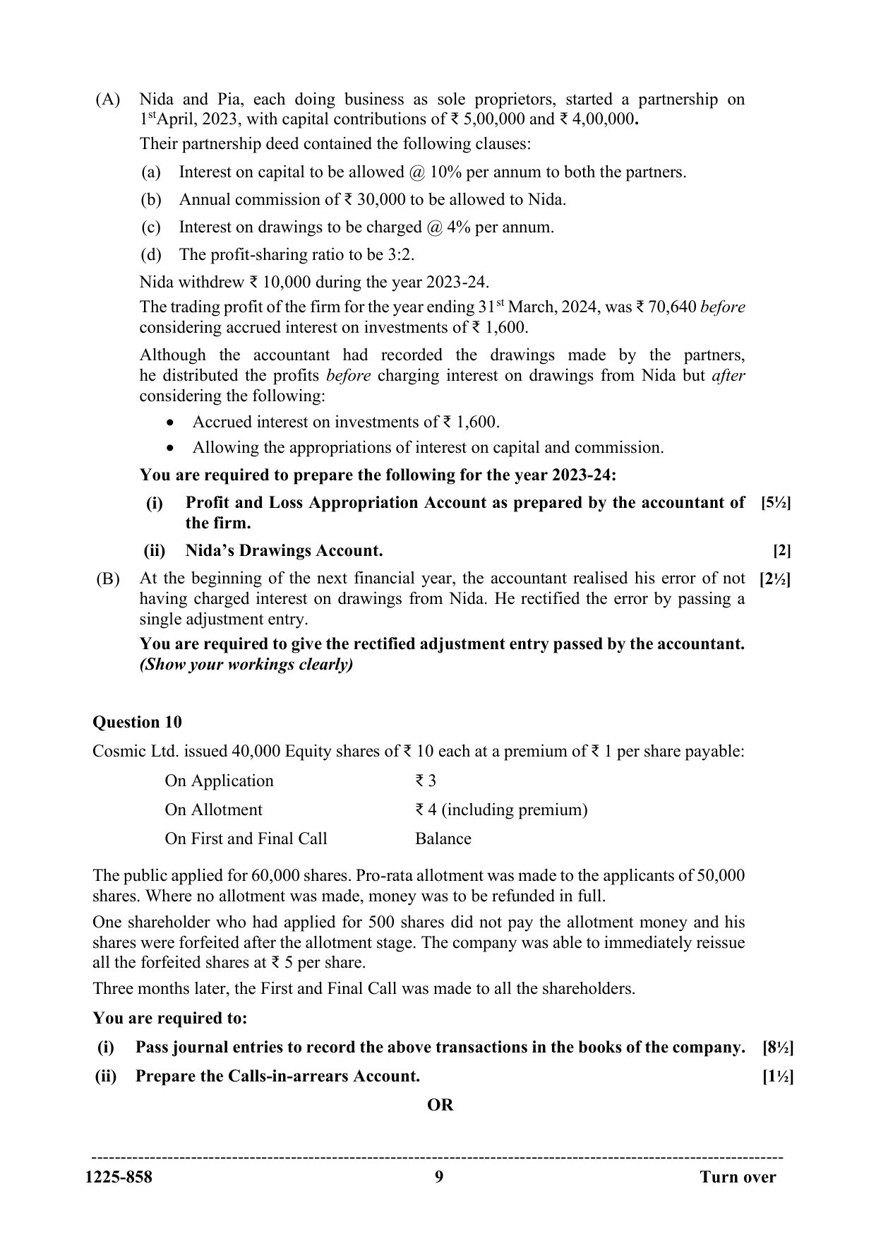 ISC 2025 Accounts Question Paper for Class 12 — page 9