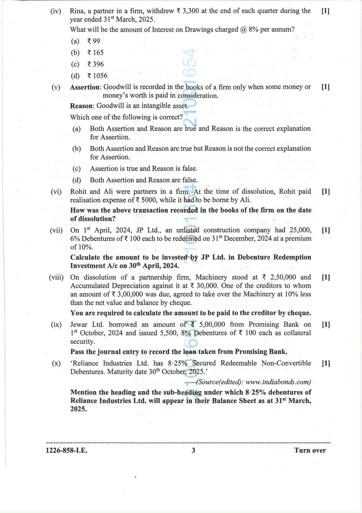 ISC 2026 Accounts Improvement Examination Question Paper for Class 12 — page 3