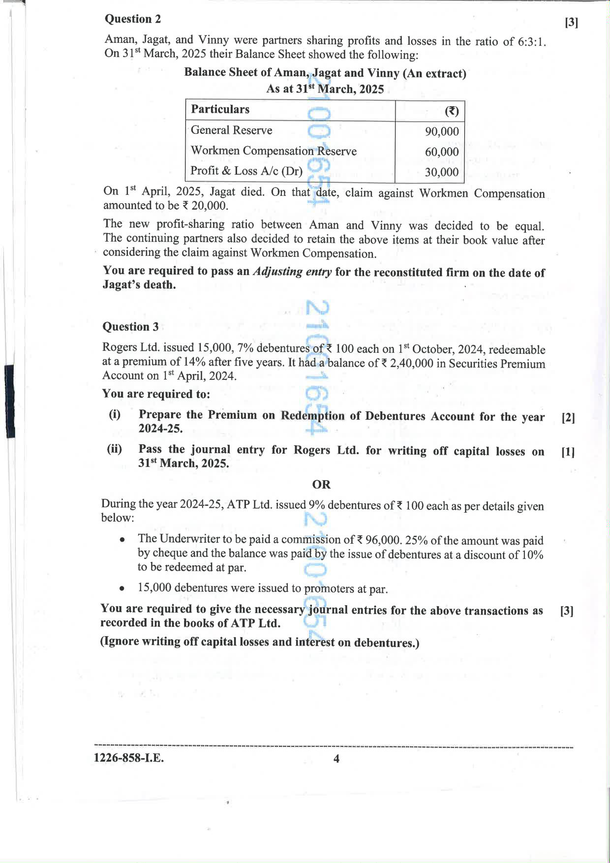 ISC 2026 Accounts Improvement Examination Question Paper for Class 12 — page 4
