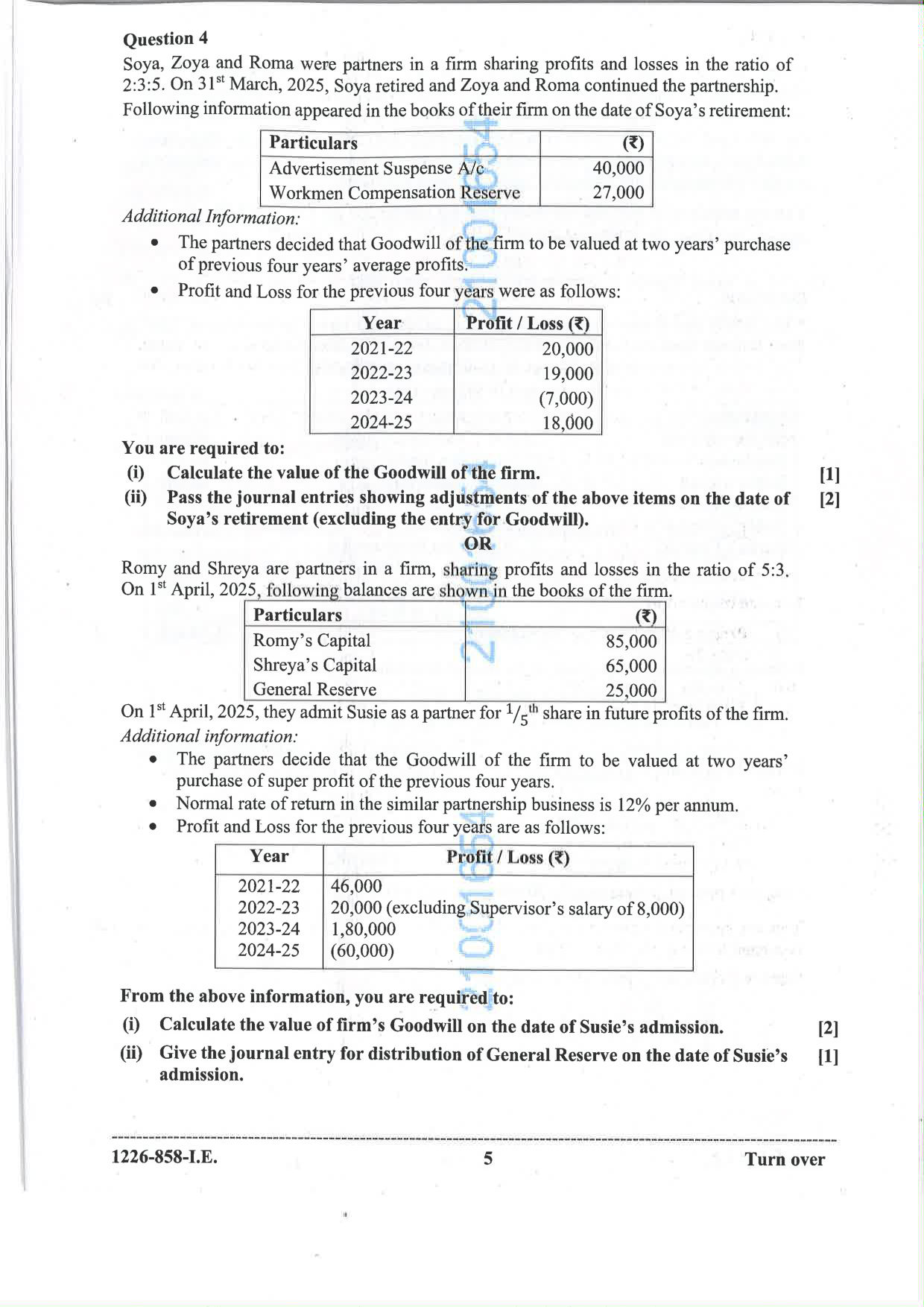 ISC 2026 Accounts Improvement Examination Question Paper for Class 12 — page 5