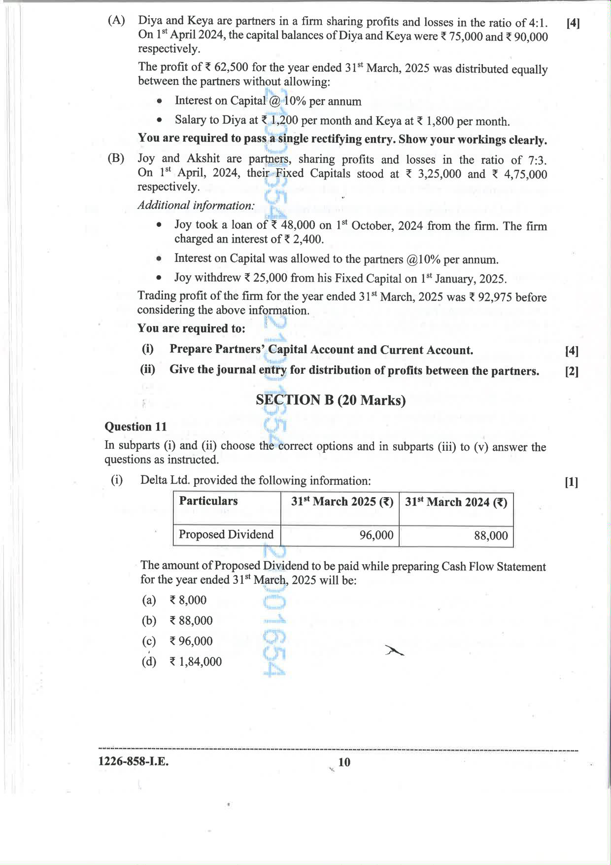 ISC 2026 Accounts Improvement Examination Question Paper for Class 12 — page 10
