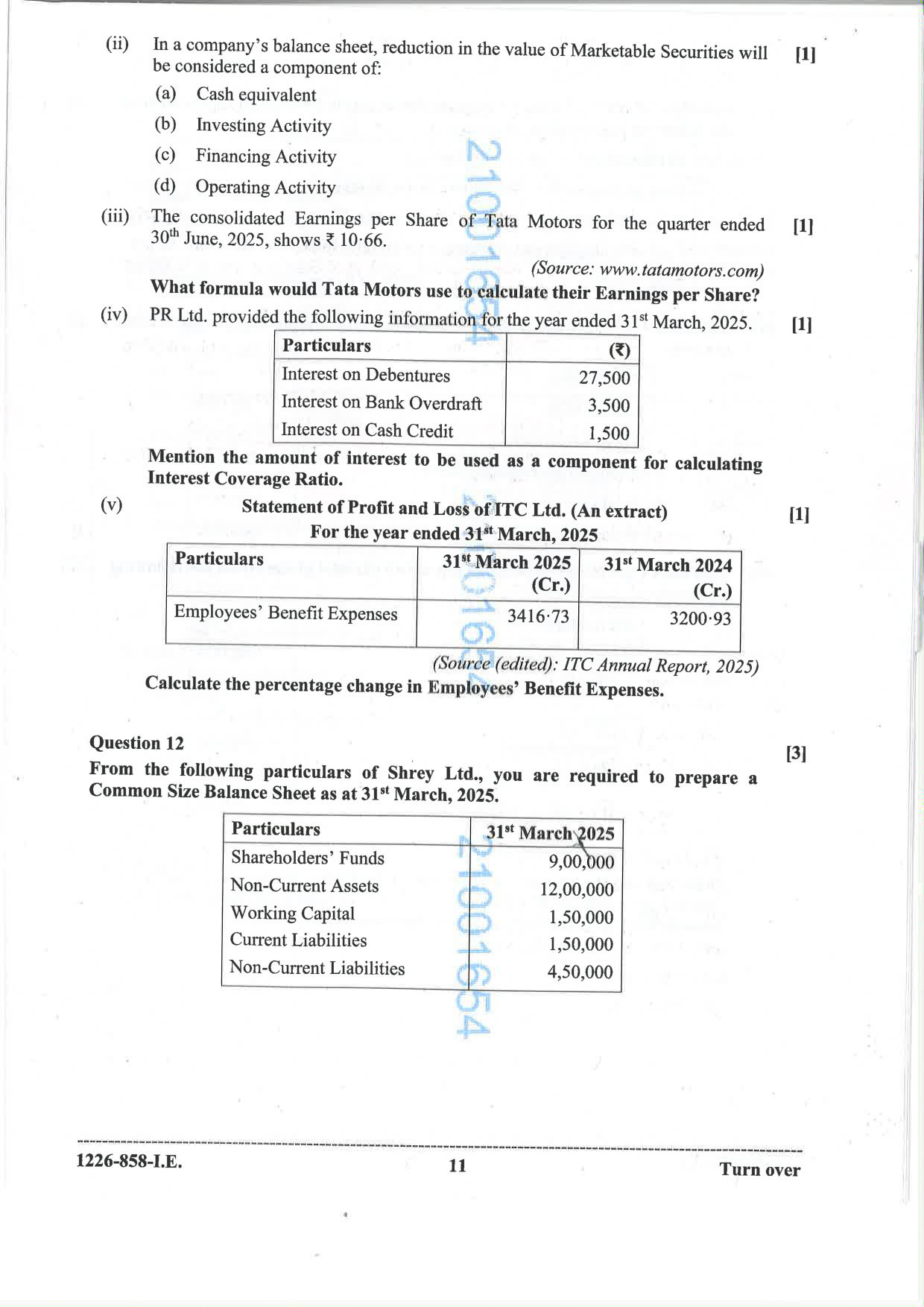 ISC 2026 Accounts Improvement Examination Question Paper for Class 12 — page 11