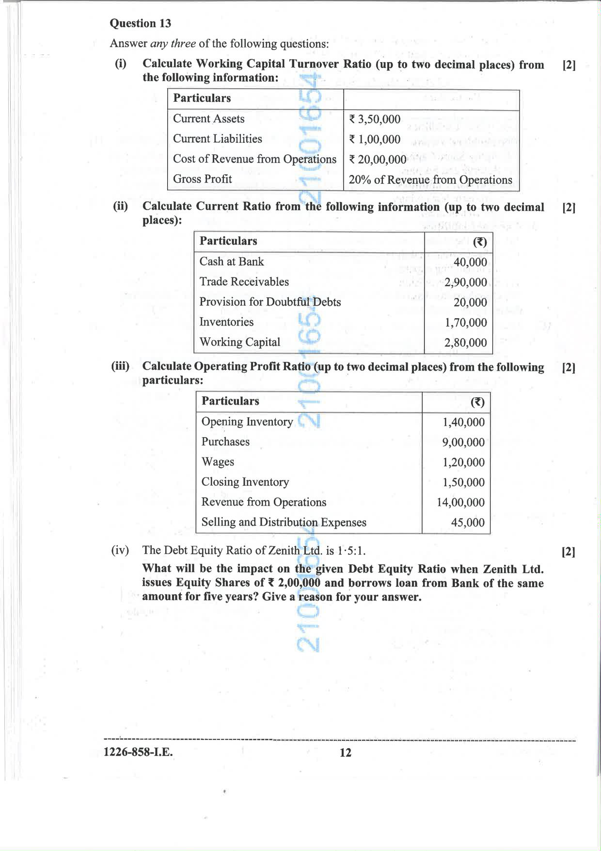 ISC 2026 Accounts Improvement Examination Question Paper for Class 12 — page 12