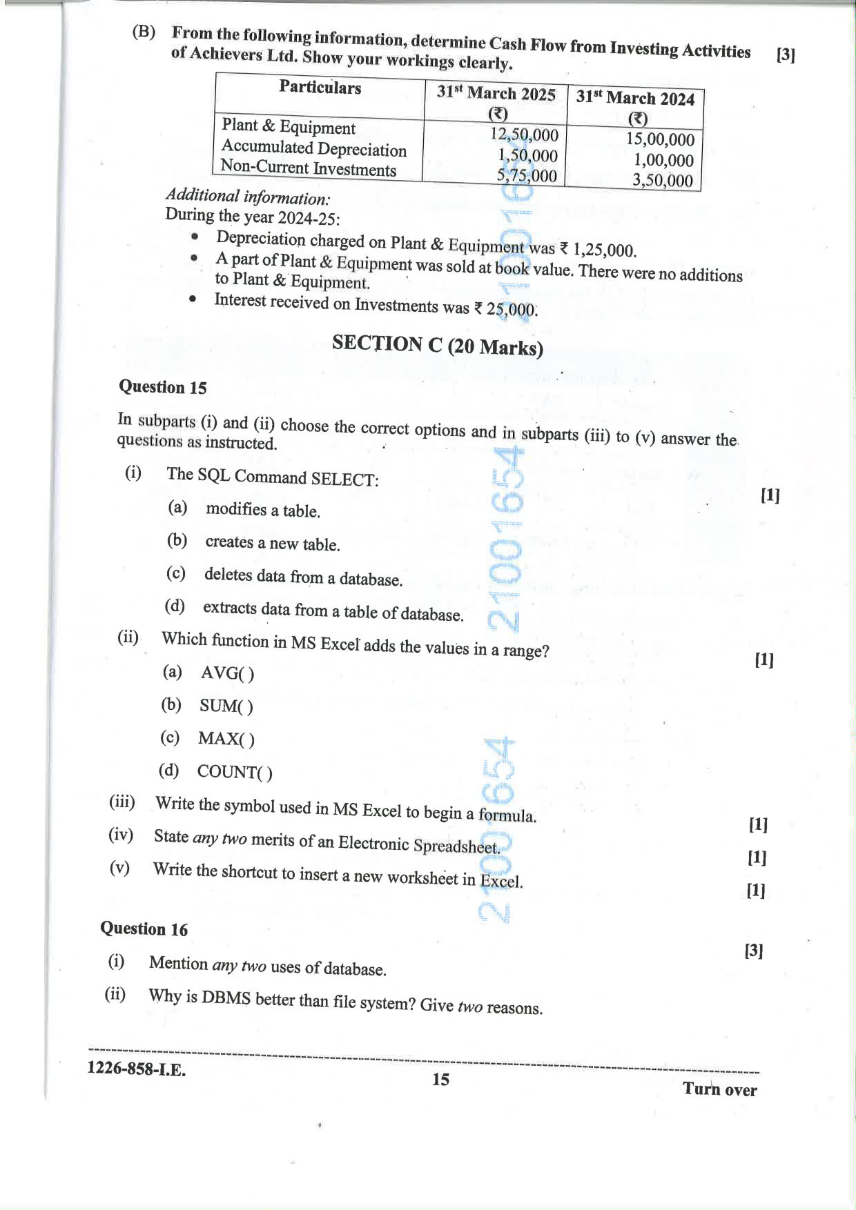 ISC 2026 Accounts Improvement Examination Question Paper for Class 12 — page 15