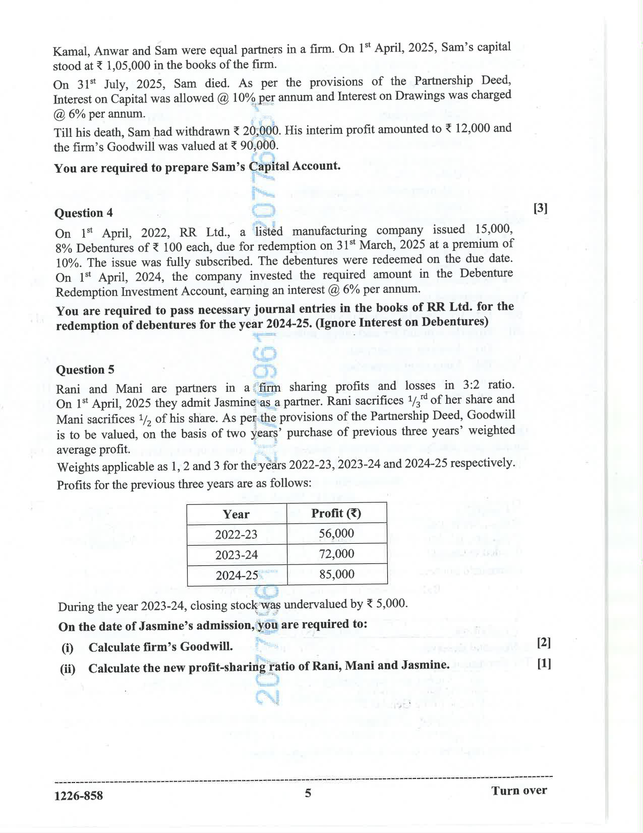 ISC 2026 Accounts Question Paper for Class 12 — page 5