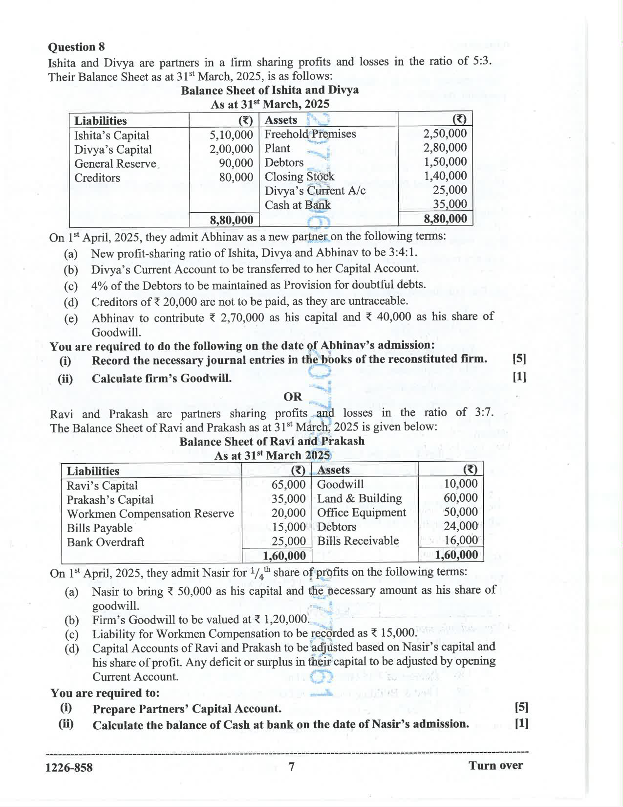 ISC 2026 Accounts Question Paper for Class 12 — page 7