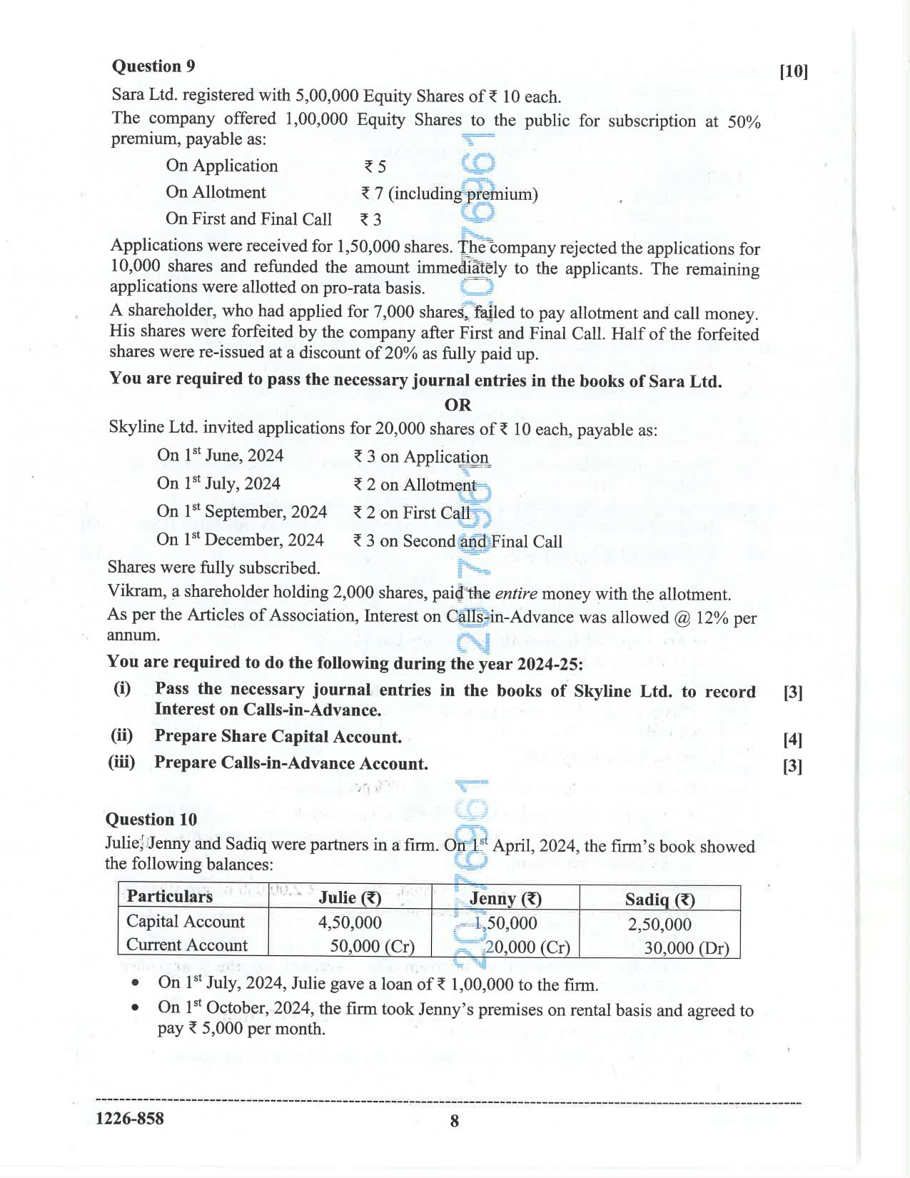 ISC 2026 Accounts Question Paper for Class 12 — page 8