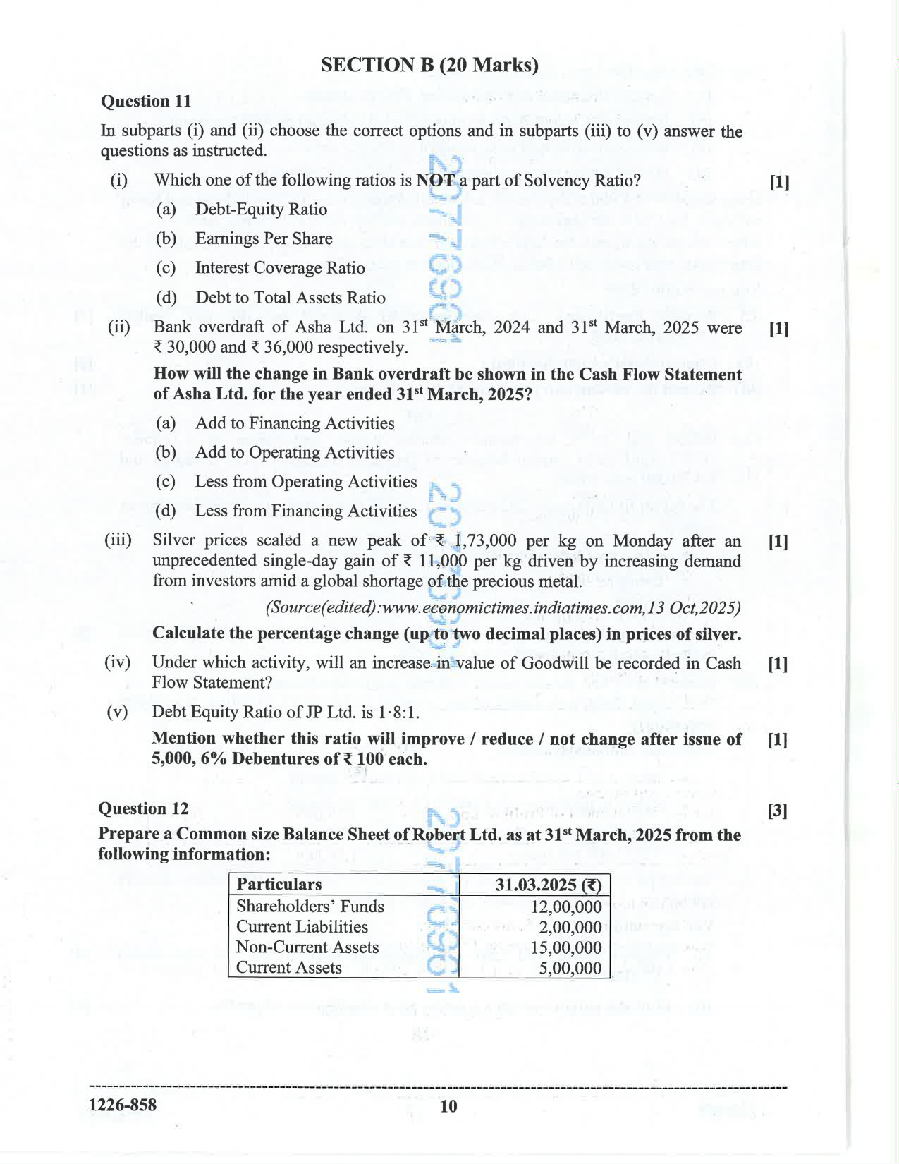 ISC 2026 Accounts Question Paper for Class 12 — page 10