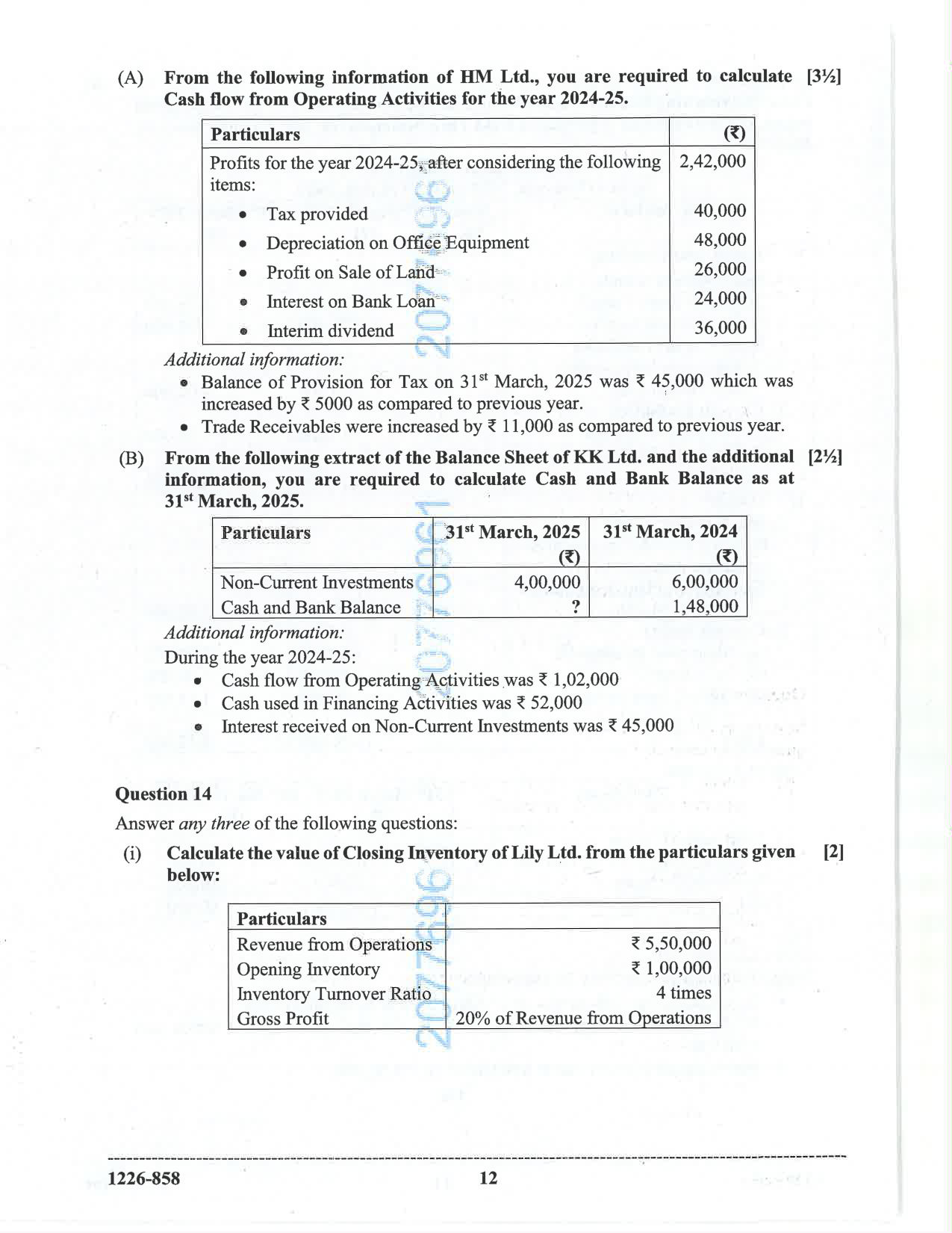 ISC 2026 Accounts Question Paper for Class 12 — page 12