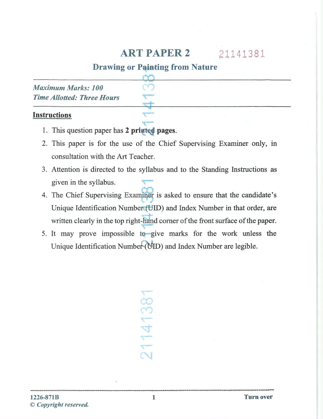 ISC 2026 Art Paper 2 Question Paper for Class 12 — page 1