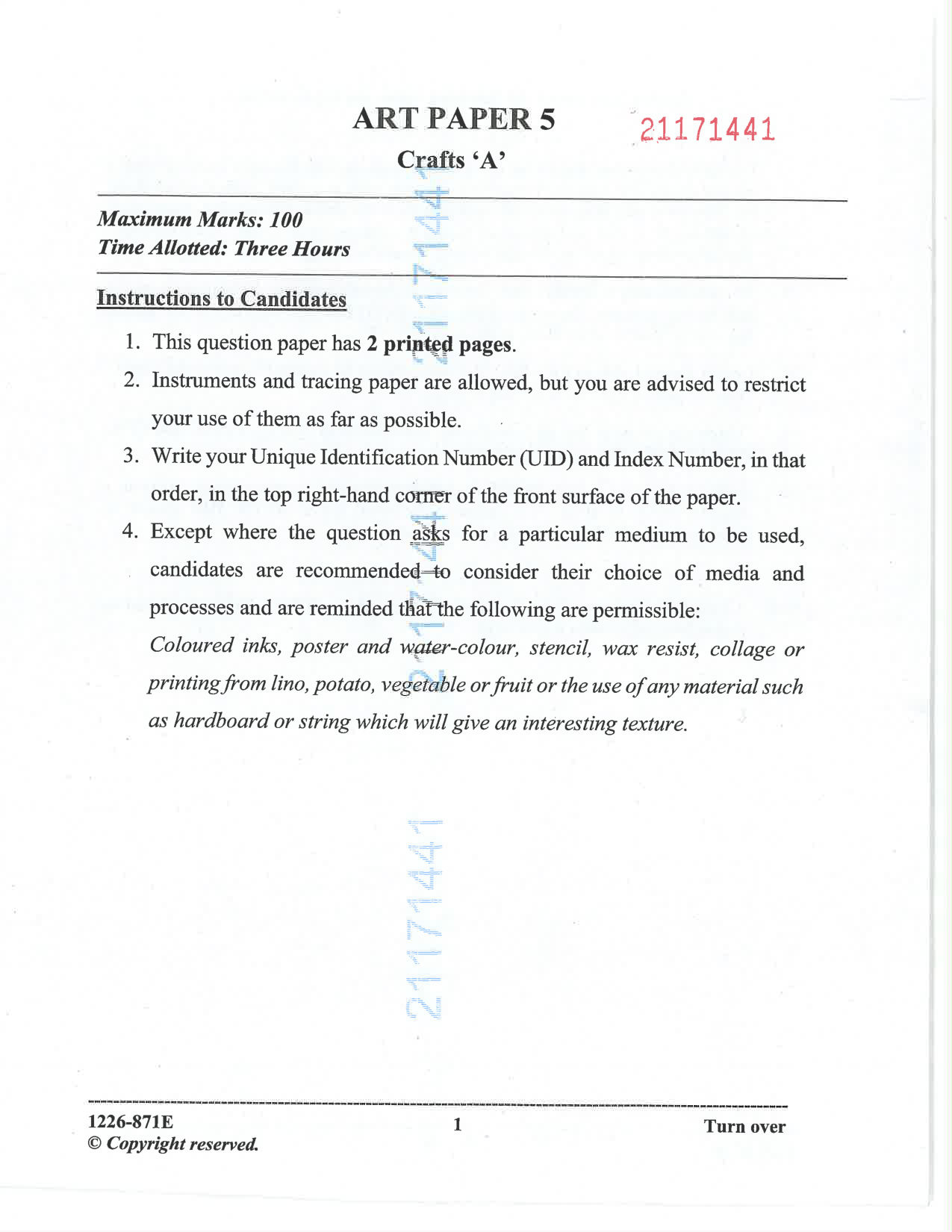 ISC 2026 Art Paper 5 Question Paper for Class 12 — page 1